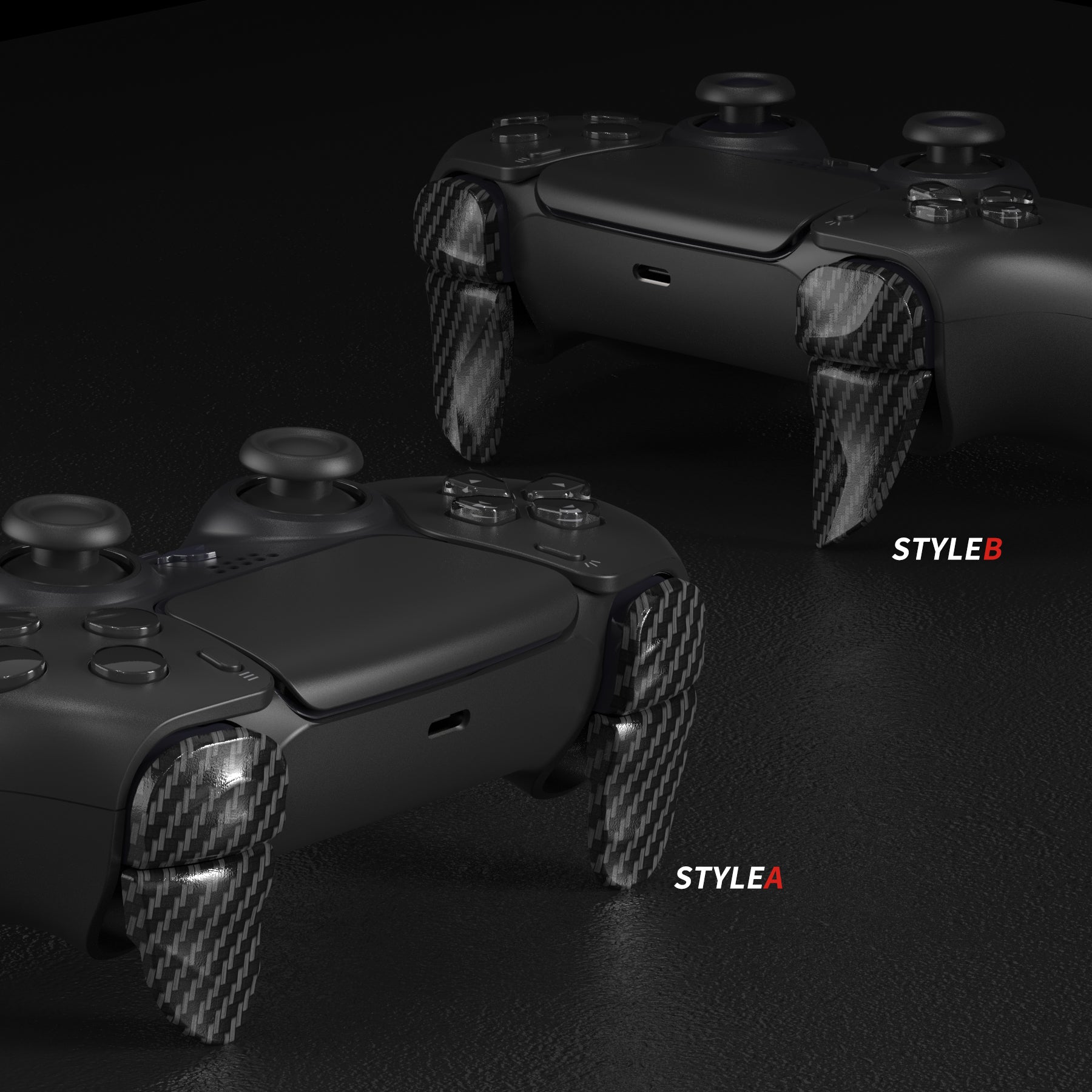 PlayVital Graphite Carbon Fiber 2 Pair Shoulder Buttons Extension Triggers for PS5 Controller, Game Improvement Adjusters for PS5 Controller, Bumper Trigger Extenders for PS5 Controller - PFPJ042 PlayVital
