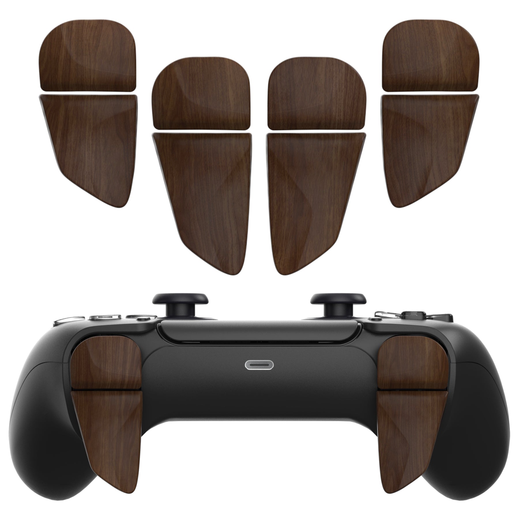 PlayVital Wood Grain 2 Pair Shoulder Buttons Extension Triggers for PS5 Controller, Game Improvement Adjusters for PS5 Controller, Bumper Trigger Extenders for PS5 Controller - PFPJ143 PlayVital