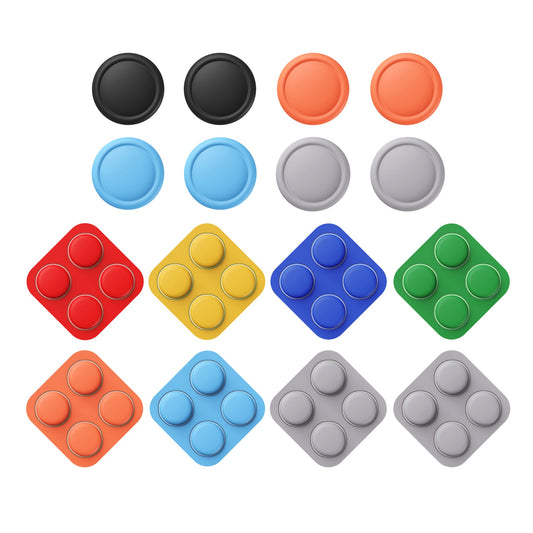 PlayVital Silicone Button Covers and Thumb Grip Set for Nintendo Switch 2 (2025), 8 Pcs Colorful ABXY Directional Button Caps & 4 Joystick Caps for Joycon 2 - Black & Gray & Blue & Orange PlayVital