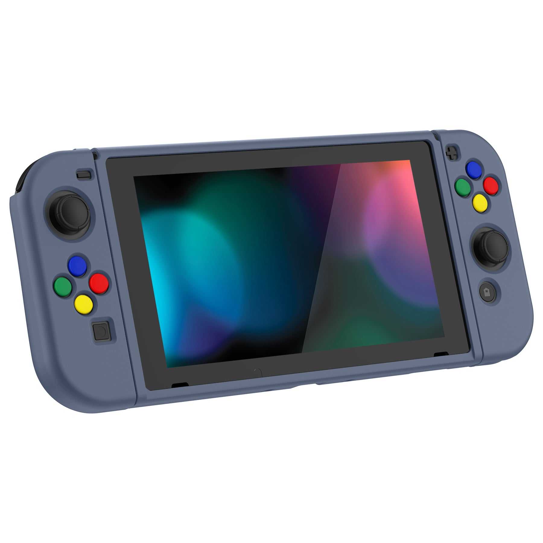PlayVital Slate Gray Protective Case for NS Switch, Soft TPU Slim Case Cover for NS Switch Console with Colorful ABXY Direction Button Caps - NTU6039G2 PlayVital