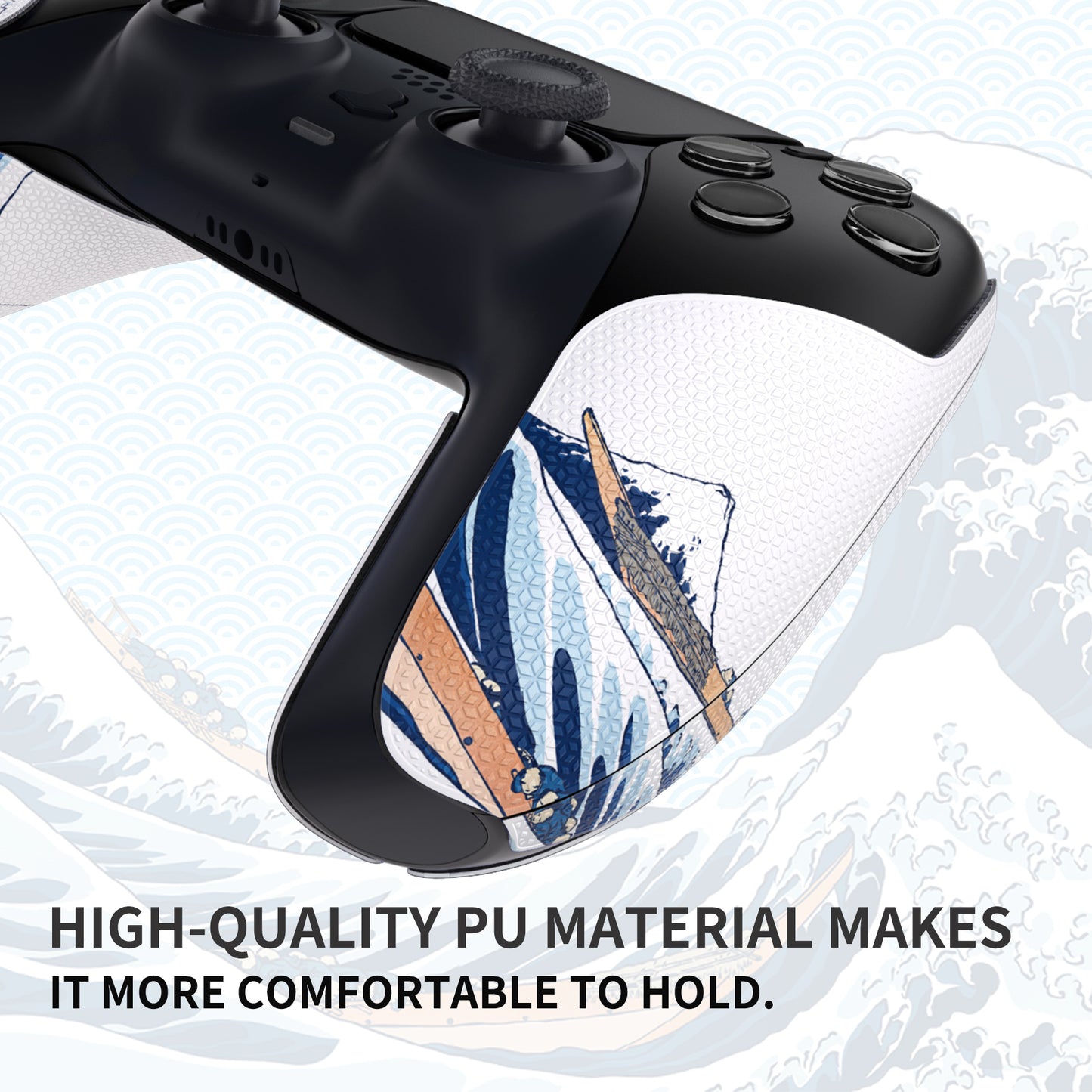 PlayVital Split Design Anti-Skid Sweat-Absorbent Premium Grip for PS5 Controller – The Great Wave - FHPFV001