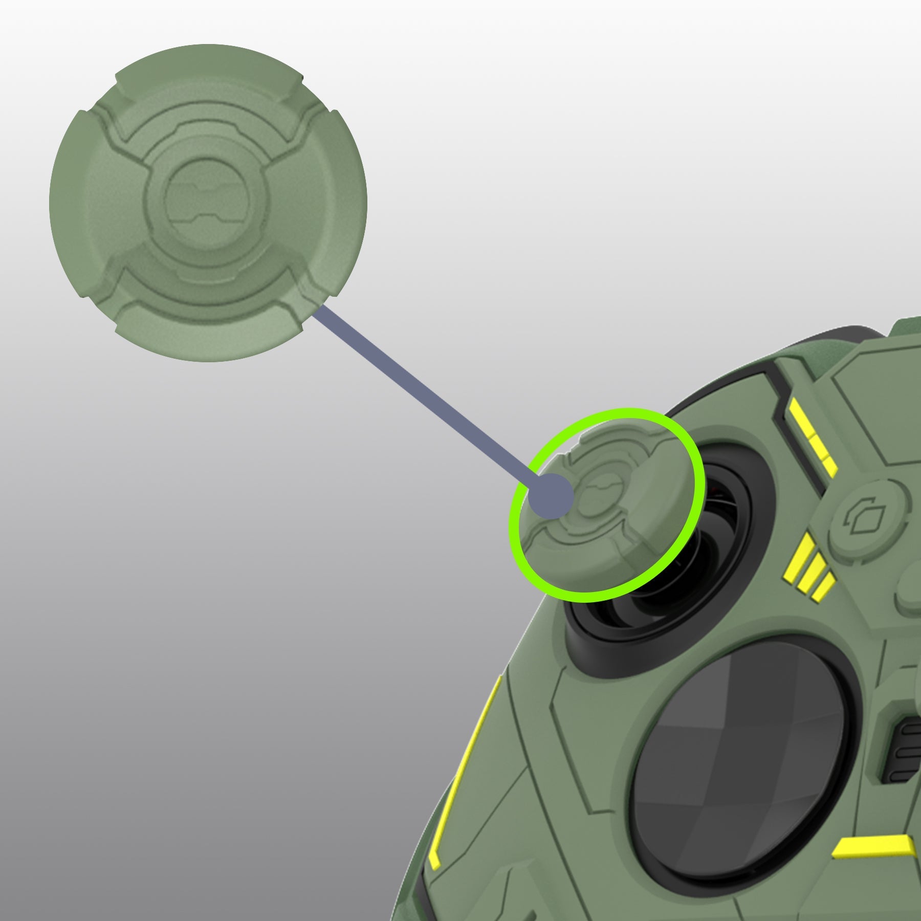 PlayVital Stellar Mecha Silicone Cover Skin with Thumb Grips for Xbox Elite Series 2 & Elite Series 2 Core Controller - Army & Rainforest Green PlayVital