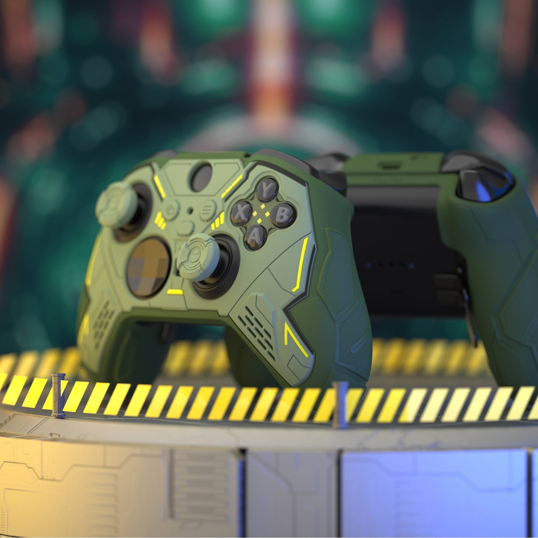 PlayVital Stellar Mecha Silicone Cover Skin with Thumb Grips for Xbox Elite Series 2 & Elite Series 2 Core Controller - Army & Rainforest Green PlayVital