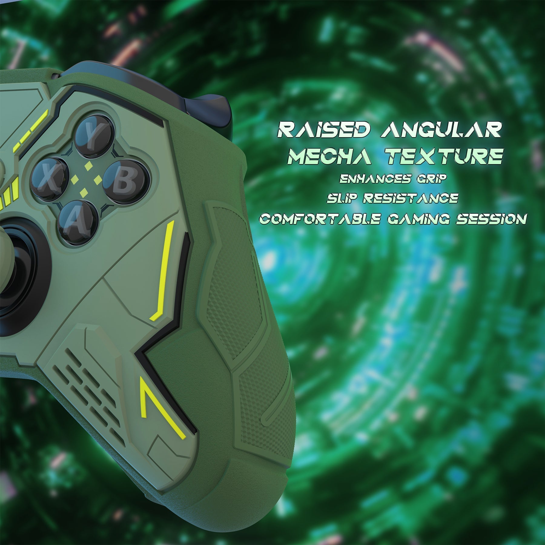 PlayVital Stellar Mecha Silicone Cover Skin with Thumb Grips for Xbox Elite Series 2 & Elite Series 2 Core Controller - Army & Rainforest Green PlayVital