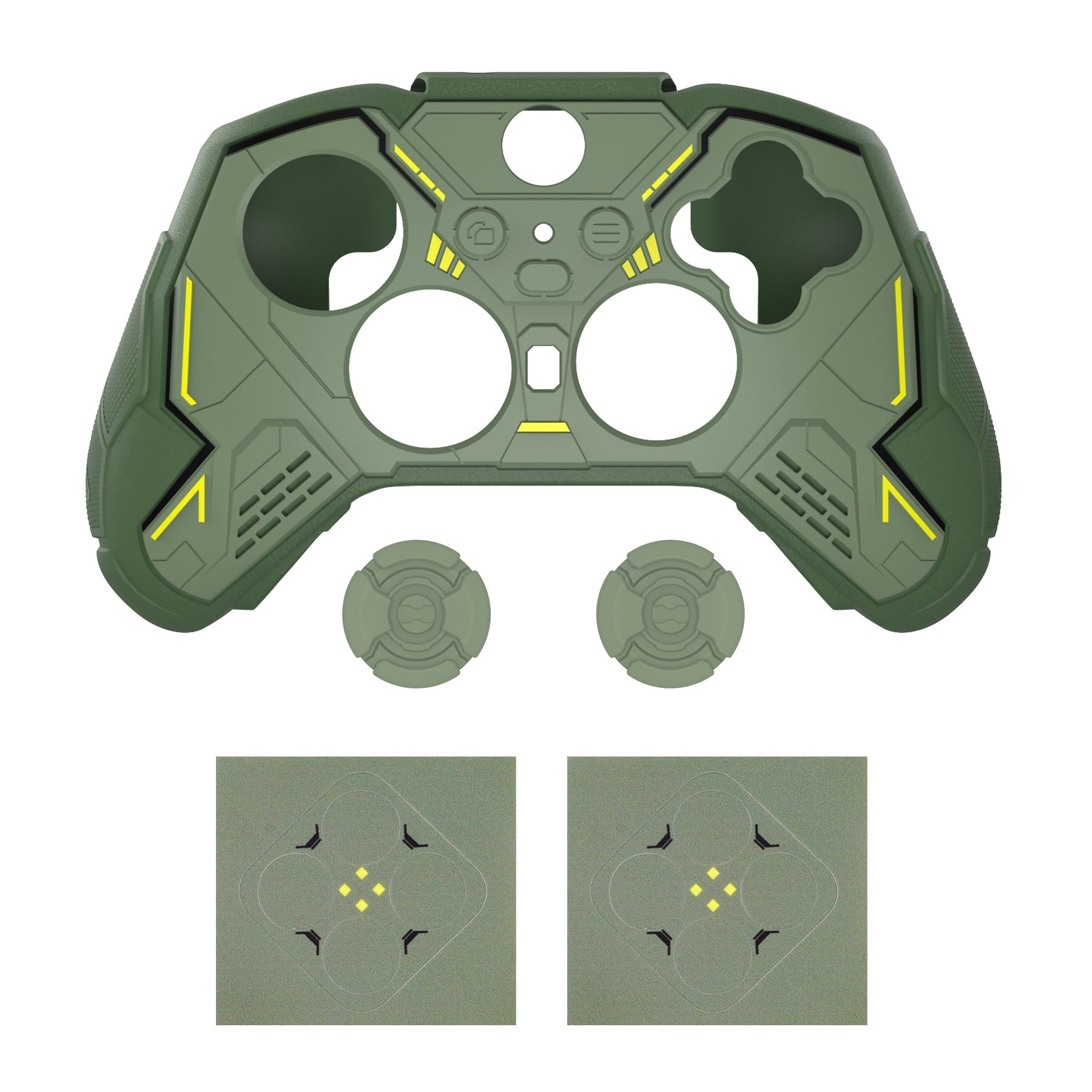 PlayVital Stellar Mecha Silicone Cover Skin with Thumb Grips for Xbox Elite Series 2 & Elite Series 2 Core Controller - Army & Rainforest Green PlayVital