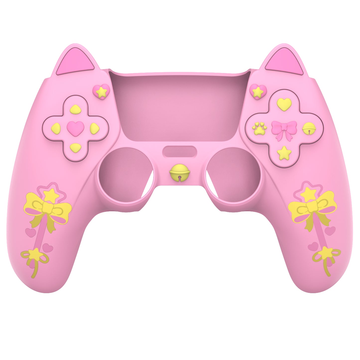 PlayVital Sweetheart Kitty Series Silicone Cover with 6 Joystick Caps and 6 Sticker for PS5 Controller, Soft Anti-Slip Full Protection Grip Skin Compatible with PS5 Charging Dock - Pink