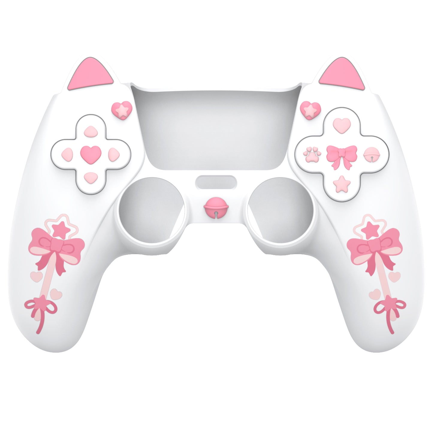 PlayVital Sweetheart Kitty Series Silicone Cover with 6 Joystick Caps and 6 Sticker for PS5 Controller, Soft Anti-Slip Full Protection Grip Skin Compatible with PS5 Charging Dock - White