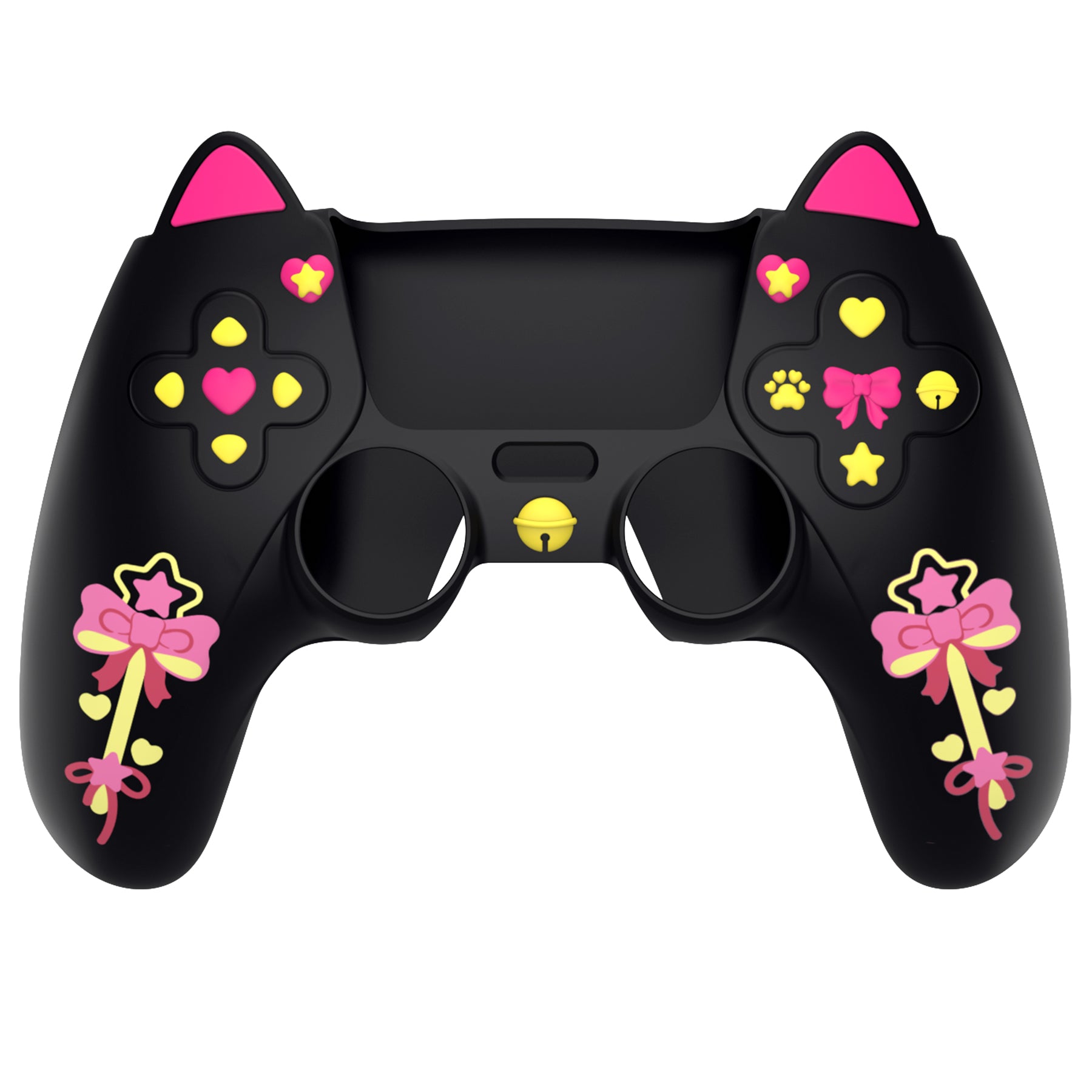 PlayVital Sweetheart Kitty Series Silicone Cover with Cat Paw Thumb Grips for PS5 Controller, Compatible with PS5 Charging Dock - Black PlayVital