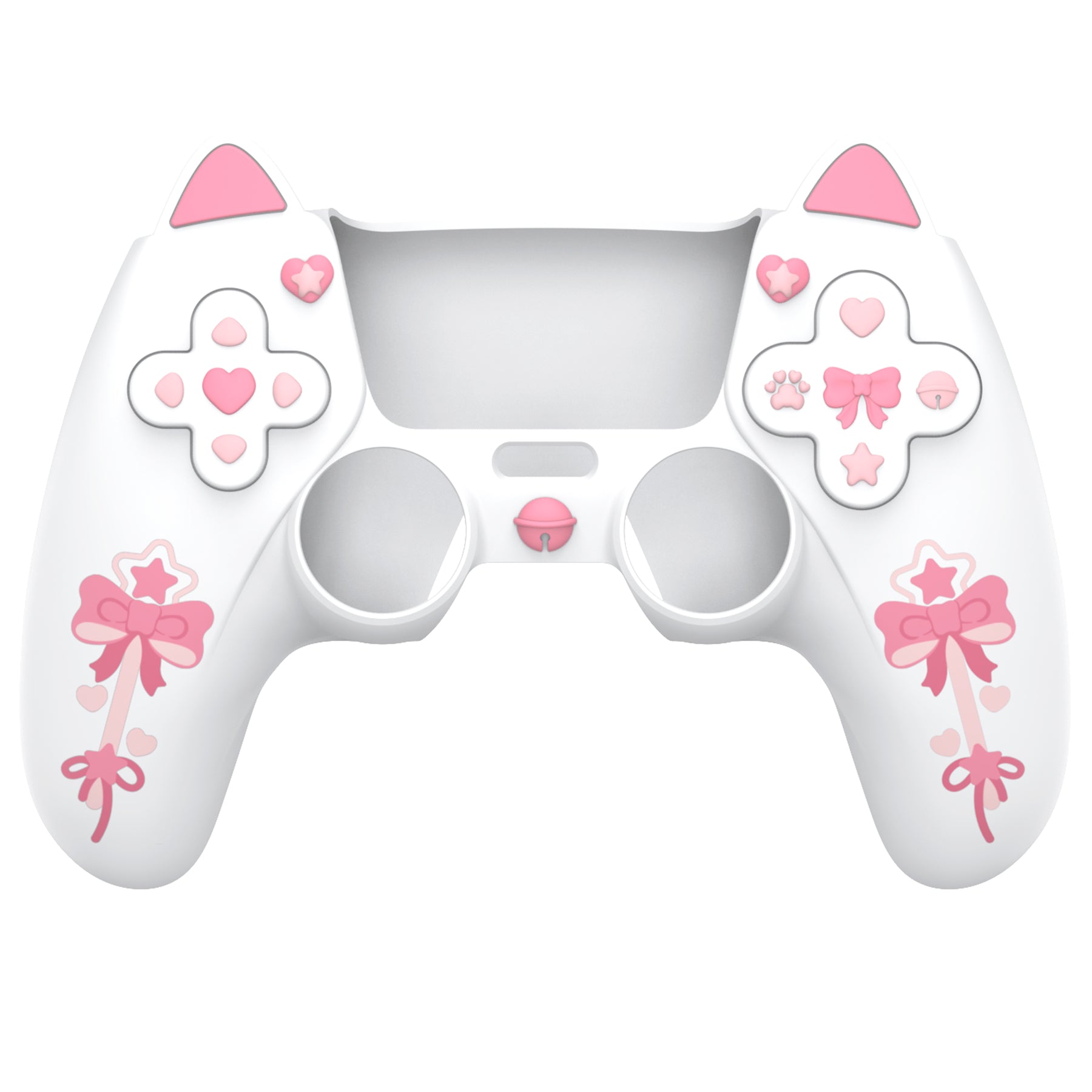 PlayVital Sweetheart Kitty Series Silicone Cover with Cat Paw Thumb Grips for PS5 Controller, Compatible with PS5 Charging Dock - White PlayVital