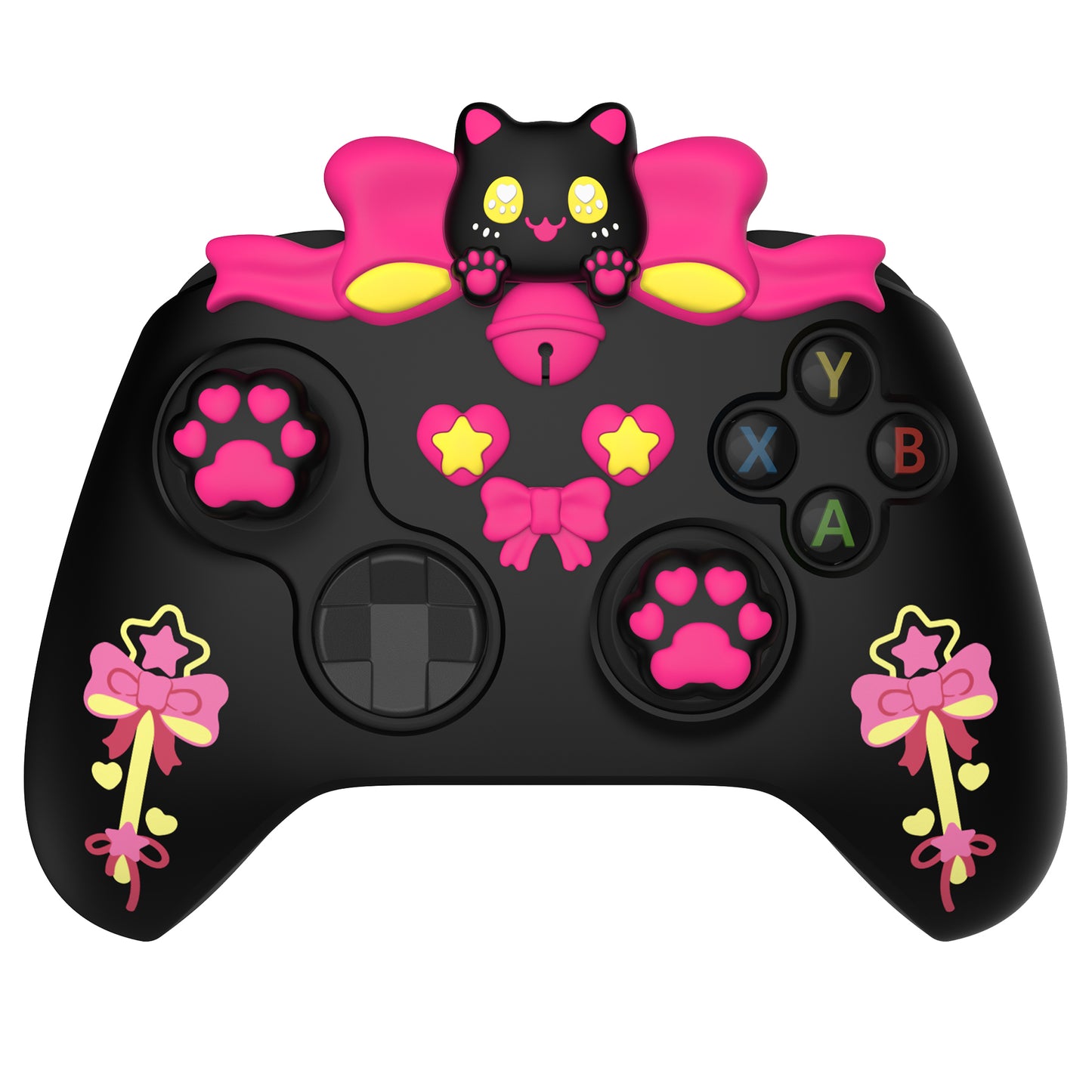 PlayVital Sweetheart Kitty Series Silicone Cover with Thumb Grips and Stickers for Xbox Series X/S Controller & Xbox Core Wireless Controller - Black PlayVital