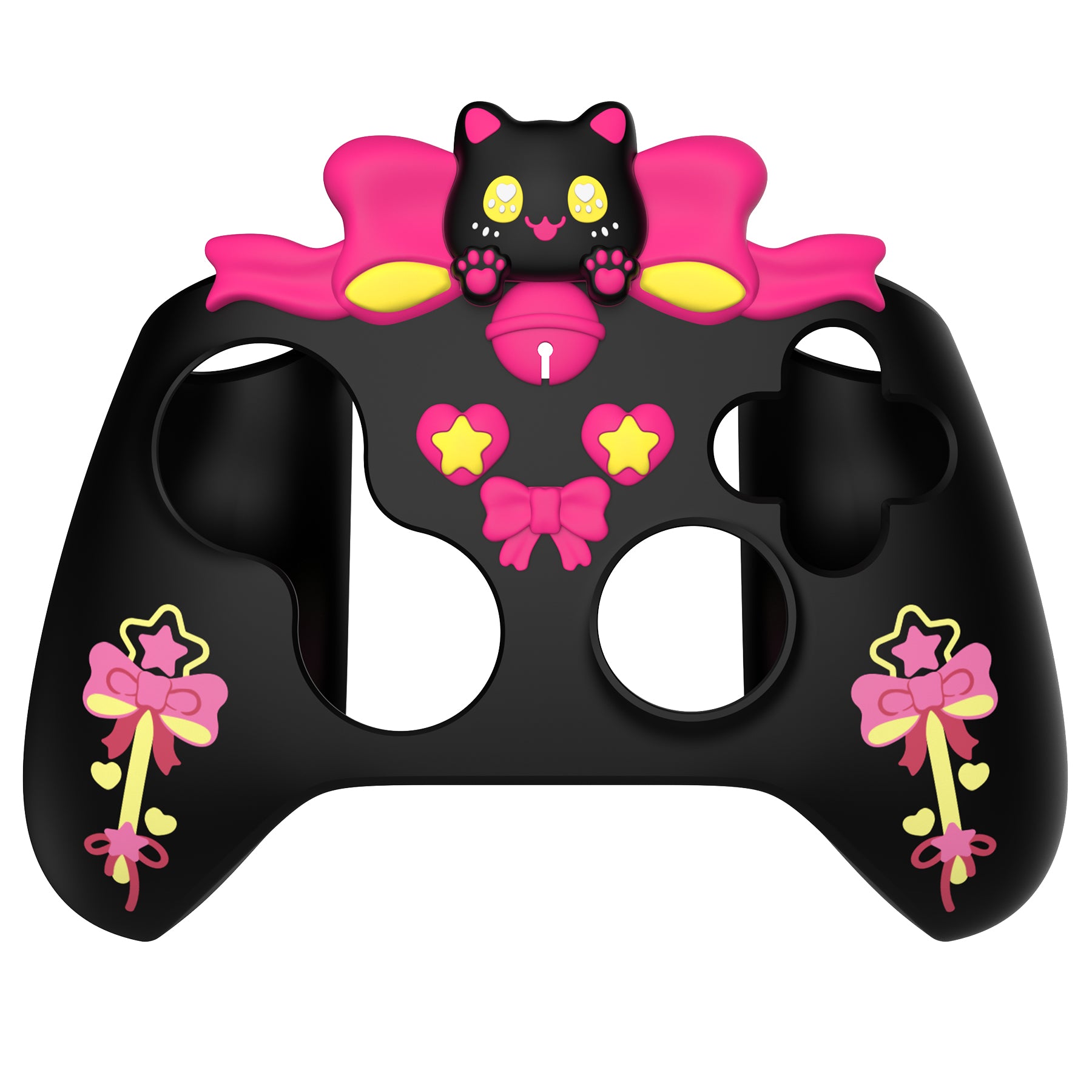 PlayVital Sweetheart Kitty Series Silicone Cover with Thumb Grips and Stickers for Xbox Series X/S Controller & Xbox Core Wireless Controller - Black PlayVital