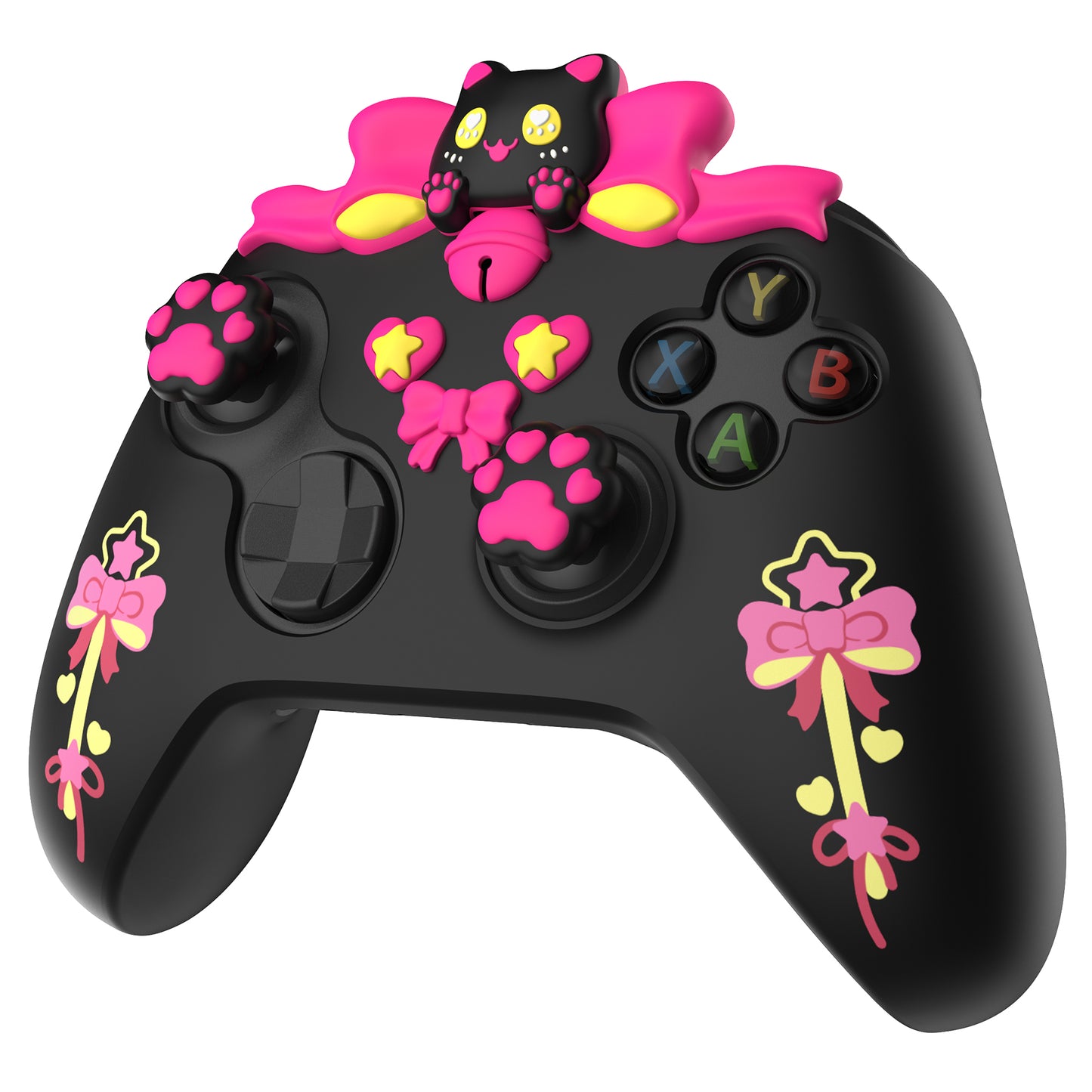 PlayVital Sweetheart Kitty Series Silicone Cover with Thumb Grips and Stickers for Xbox Series X/S Controller & Xbox Core Wireless Controller - Black PlayVital