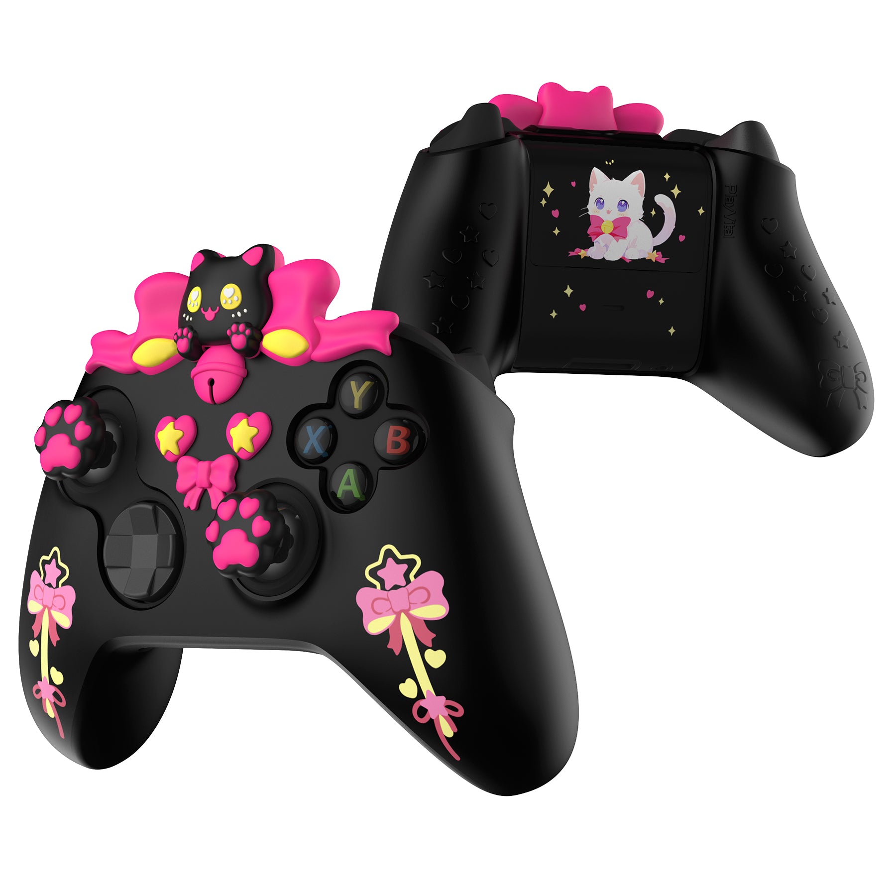 PlayVital Sweetheart Kitty Series Silicone Cover with Thumb Grips and Stickers for Xbox Series X/S Controller & Xbox Core Wireless Controller - Black PlayVital