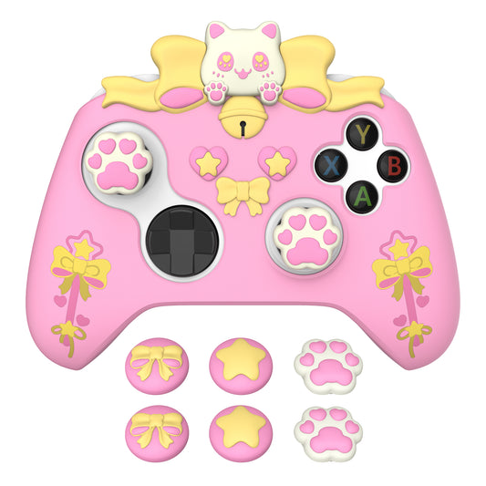 PlayVital Sweetheart Kitty Series Silicone Cover with Thumb Grips and Stickers for Xbox Series X/S Controller & Xbox Core Wireless Controller - Pink PlayVital