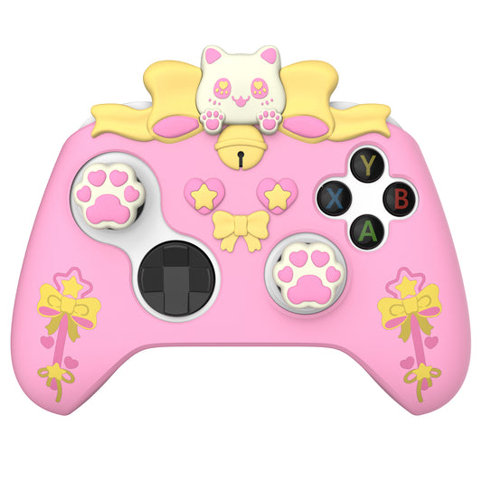 PlayVital Sweetheart Kitty Series Silicone Cover with Thumb Grips and Stickers for Xbox Series X/S Controller & Xbox Core Wireless Controller - Pink PlayVital