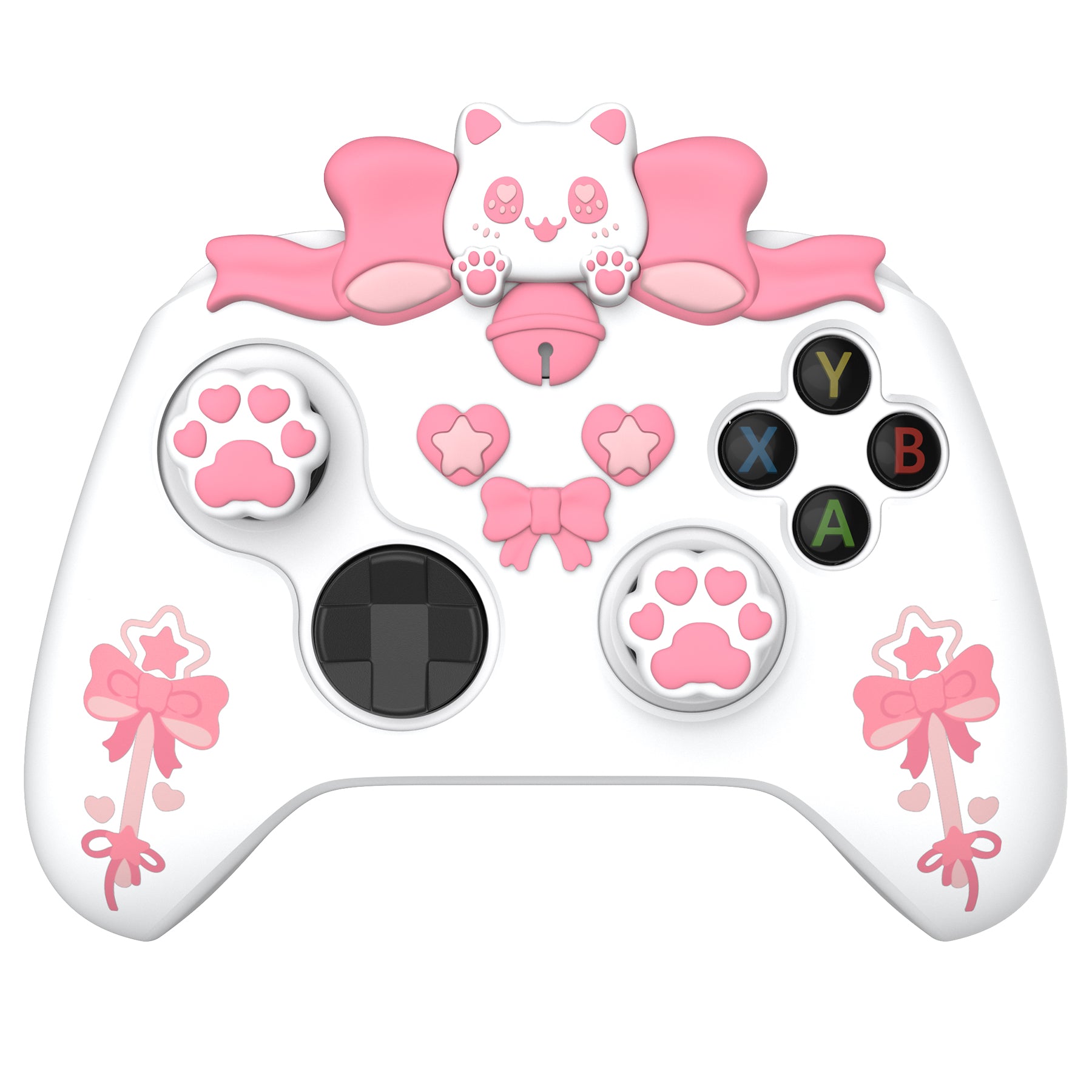 PlayVital Sweetheart Kitty Series Silicone Cover with Thumb Grips and Stickers for Xbox Series X/S Controller & Xbox Core Wireless Controller - White PlayVital