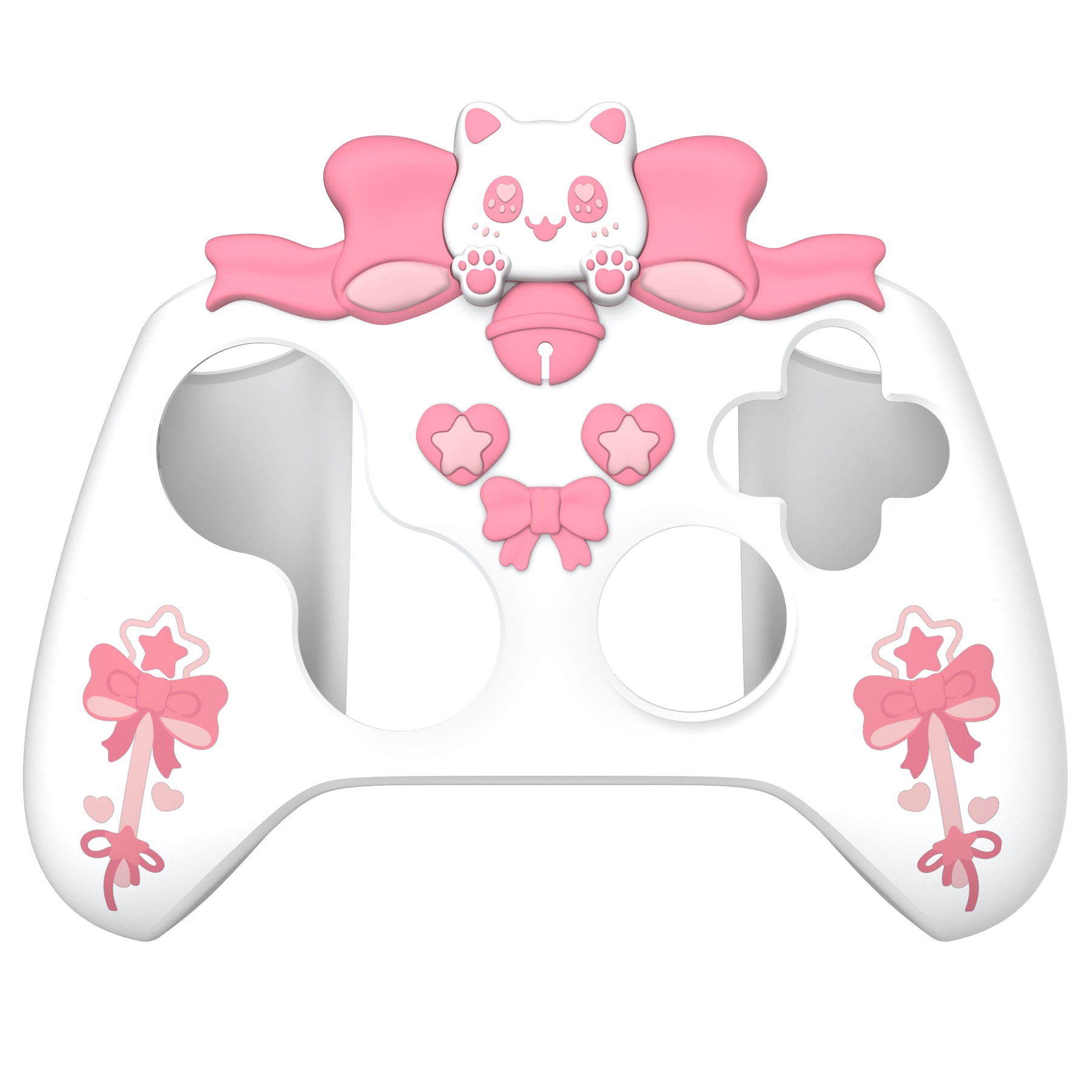 PlayVital Sweetheart Kitty Series Silicone Cover with Thumb Grips and Stickers for Xbox Series X/S Controller & Xbox Core Wireless Controller - White PlayVital