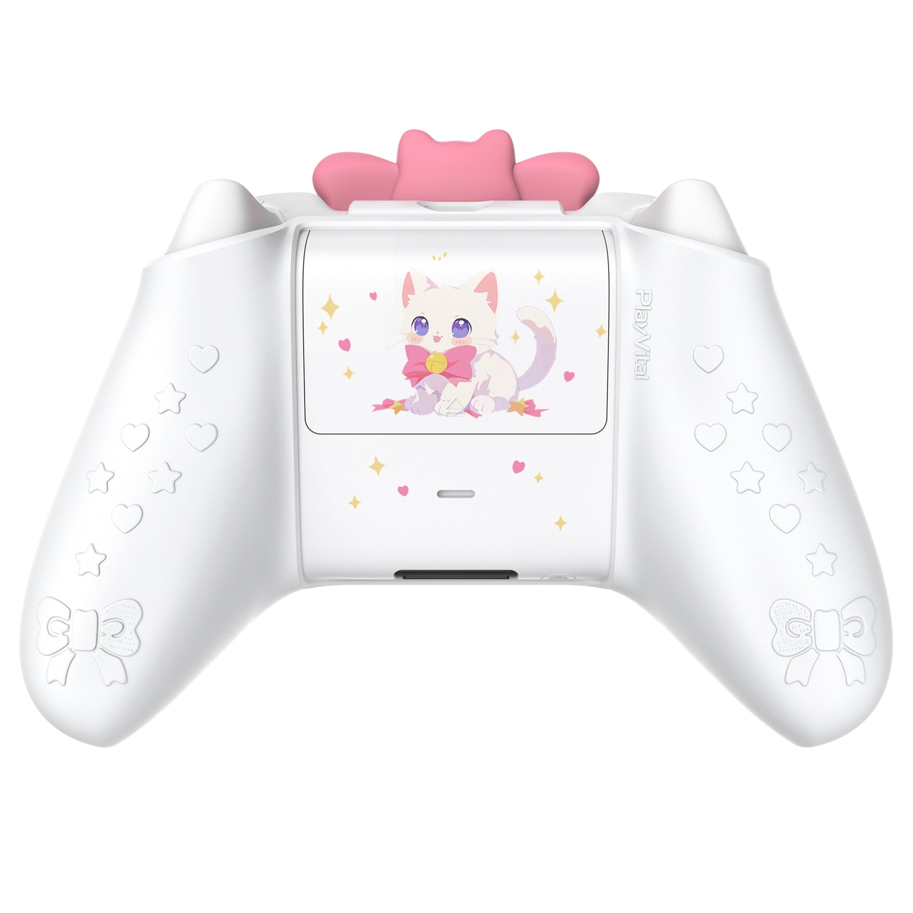 PlayVital Sweetheart Kitty Series Silicone Cover with Thumb Grips and Stickers for Xbox Series X/S Controller & Xbox Core Wireless Controller - White PlayVital