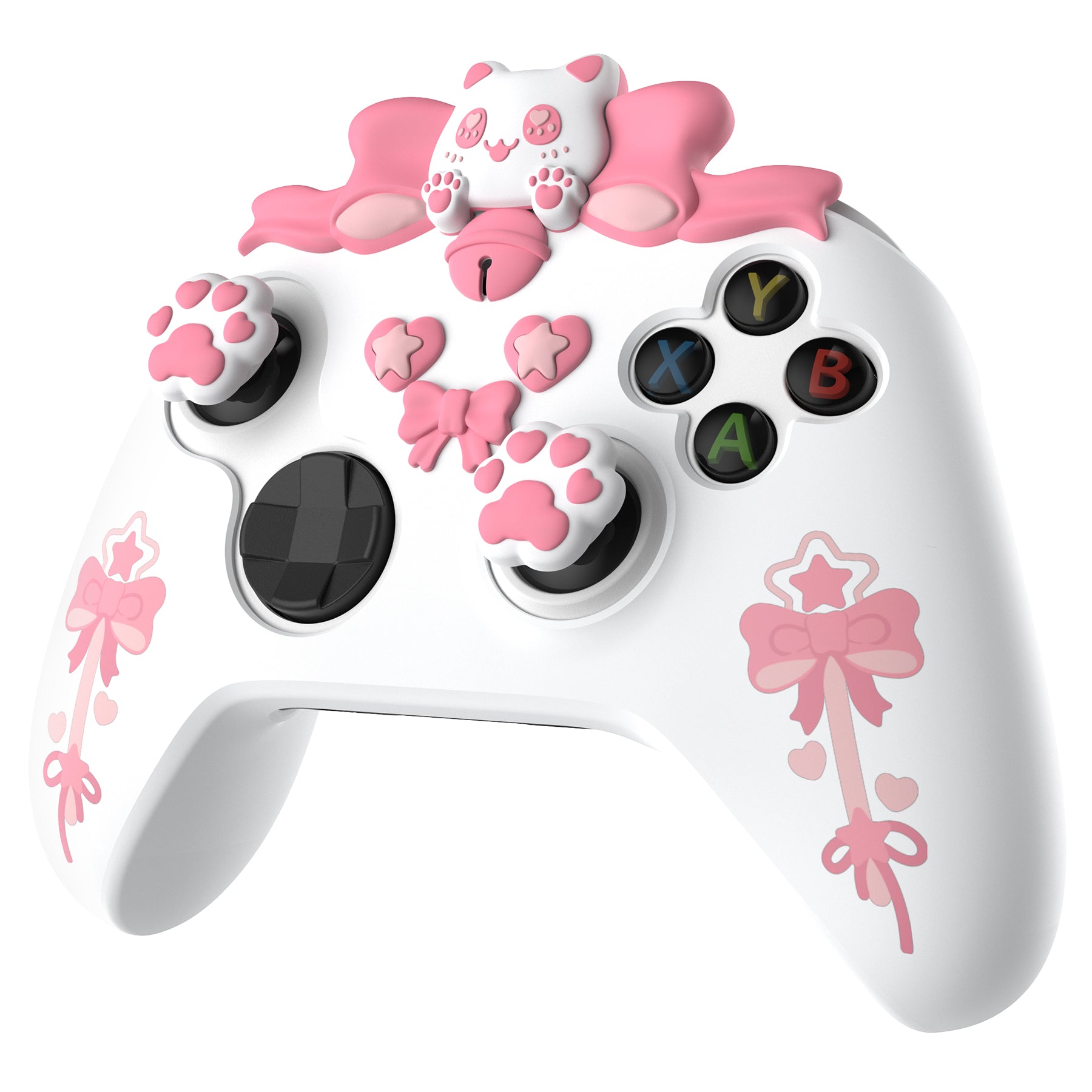 PlayVital Sweetheart Kitty Series Silicone Cover with Thumb Grips and Stickers for Xbox Series X/S Controller & Xbox Core Wireless Controller - White PlayVital