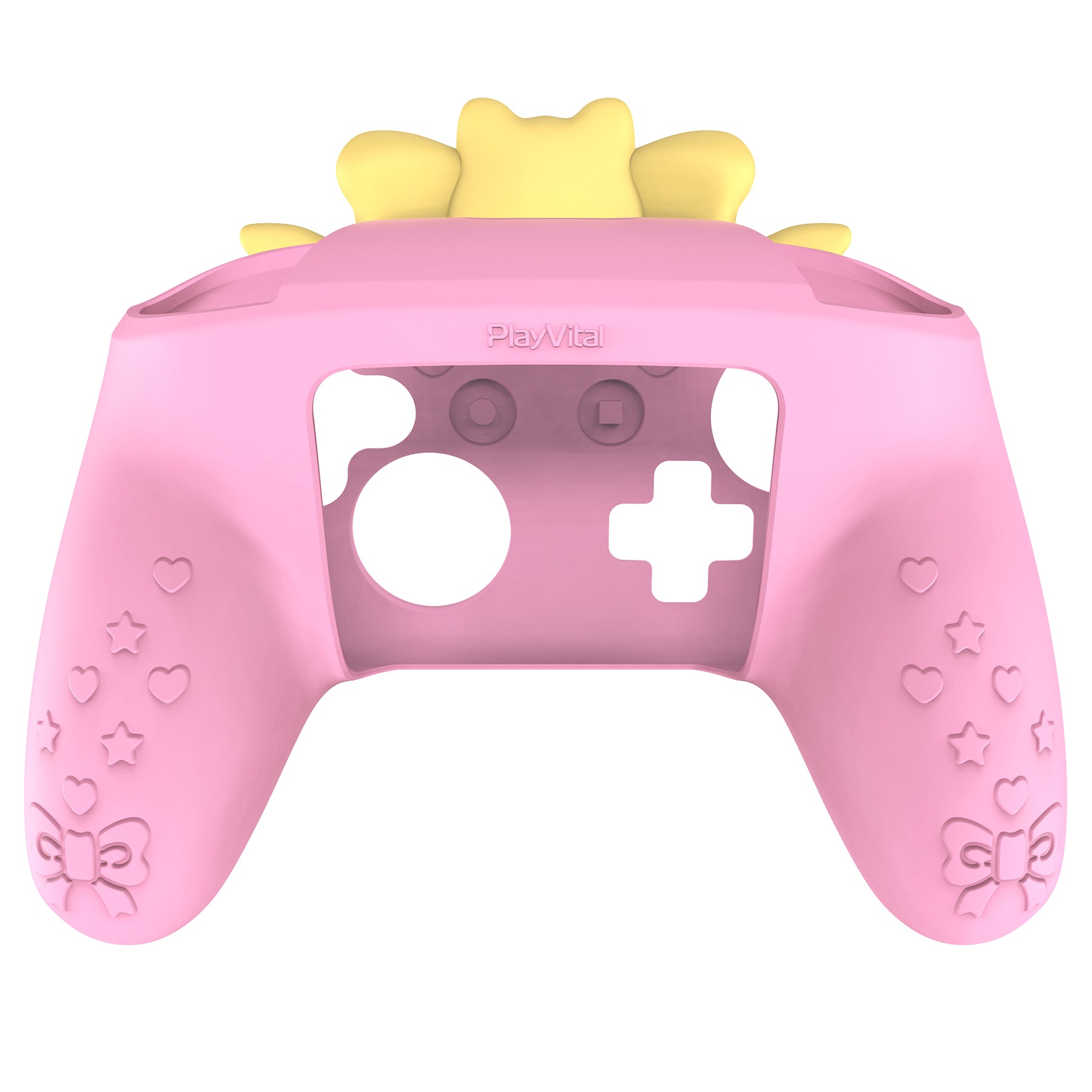 PlayVital Sweetheart Kitty Series Silicone Skin Protective Case with Joystick Grips for Nintendo Switch Pro Controller - Pink PlayVital