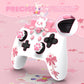 PlayVital Sweetheart Kitty Series Silicone Skin Protective Case with Joystick Grips for Nintendo Switch Pro Controller - White PlayVital