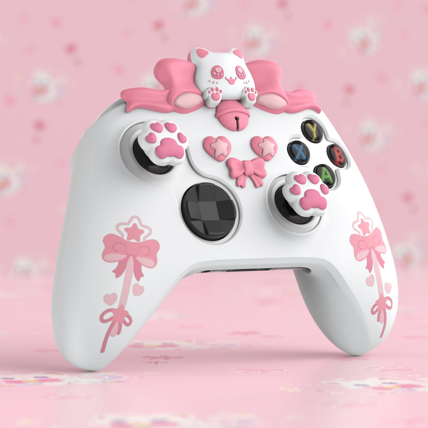 PlayVital Sweetheart Kitty Silicone Cover with Thumb Grips and Stickers for Xbox Series X/S Controller & Xbox Core Wireless Controller - White PlayVital