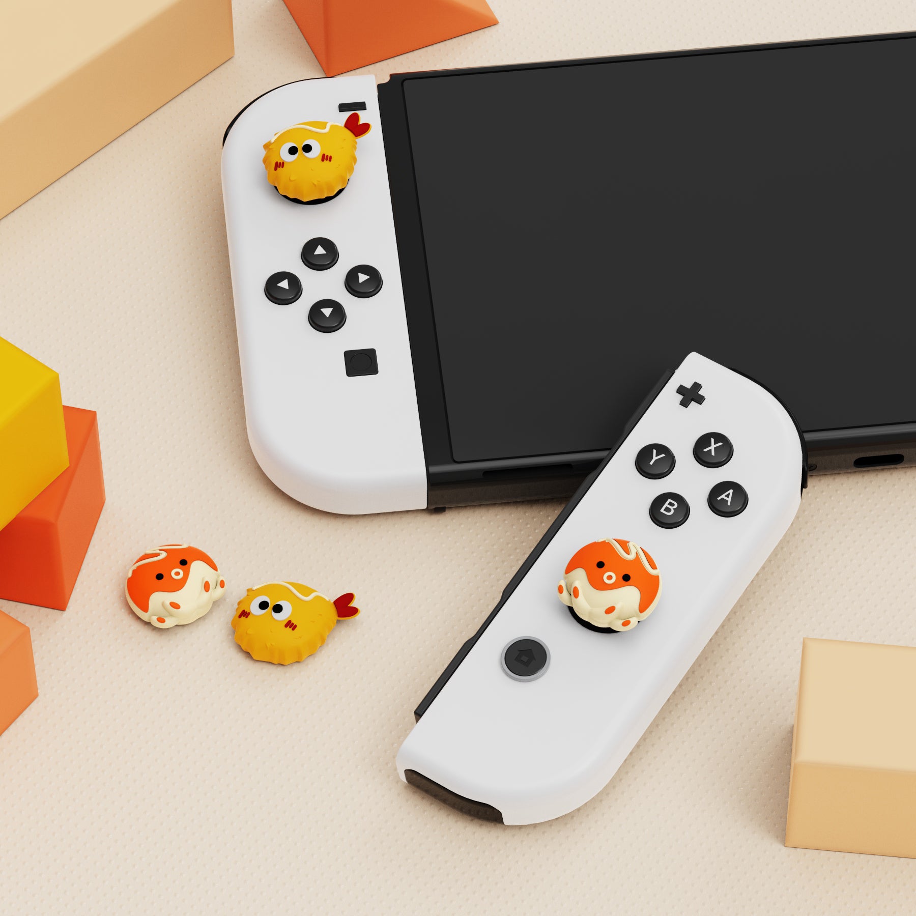 PlayVital Tempura and Takoyaki Cute Thumb Grip Caps for Nintendo Switch & Switch OLED & Switch Lite playvital