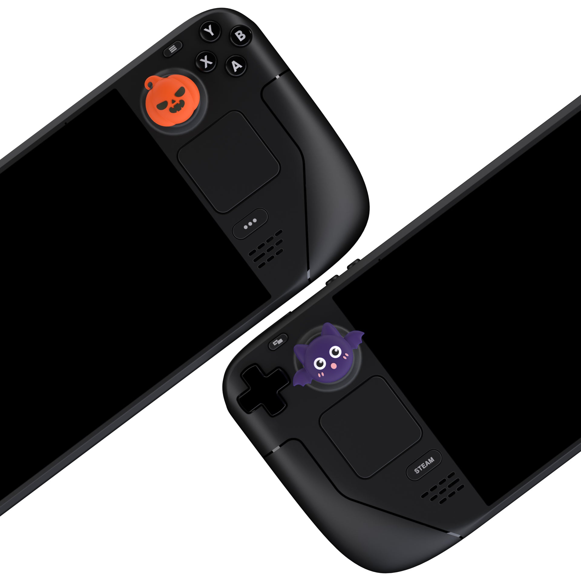 PlayVital Thumb Grip Caps for Steam Deck LCD, Silicone Thumbsticks Grips Joystick Caps for Steam Deck OLED - Halloween Pumpkin Bat - YFSDM025 PlayVital