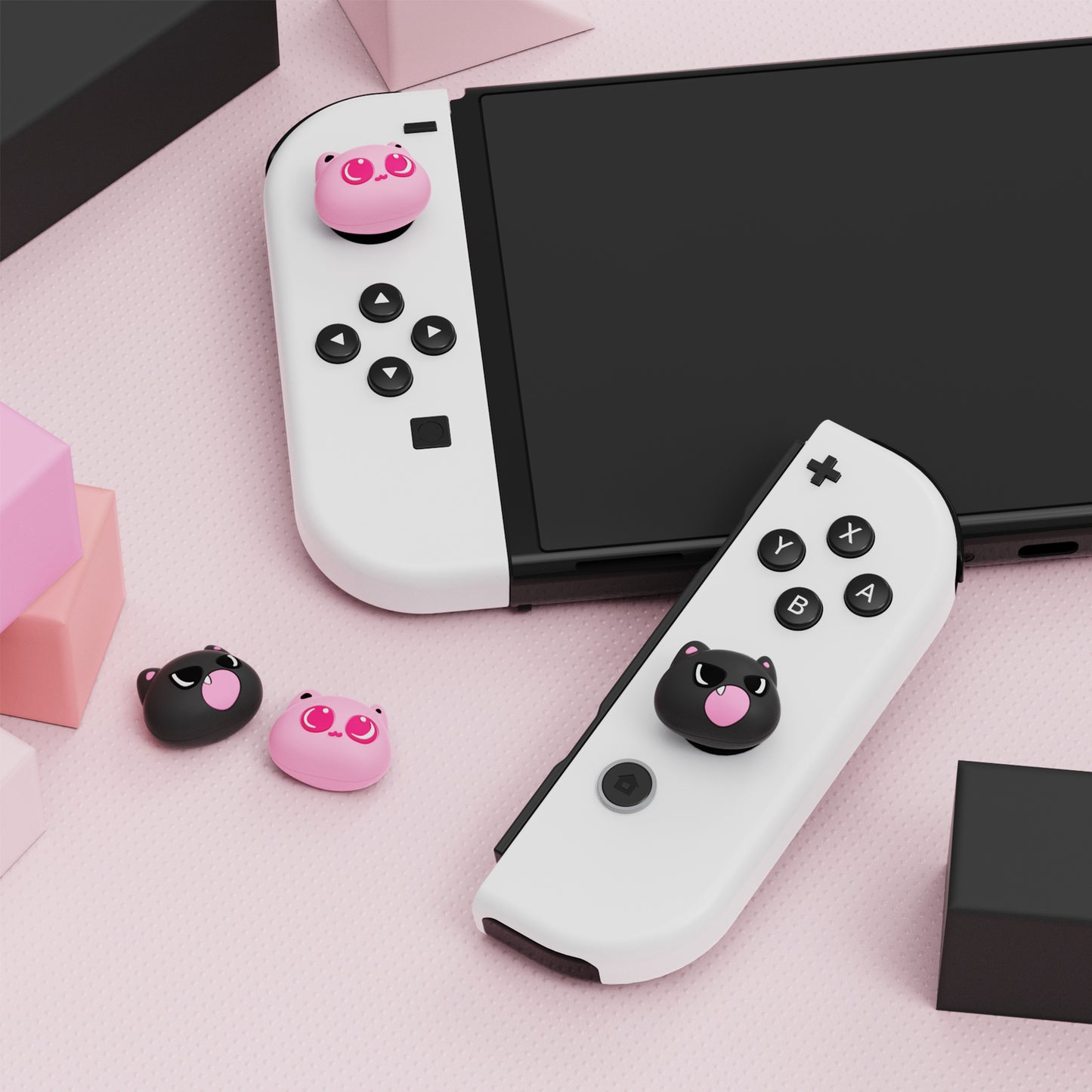 PlayVital Thumbs Cushion Caps Cute Thumb Grip Caps for Nintendo Switch & Switch OLED & Switch Lite - PP & VV the kitten