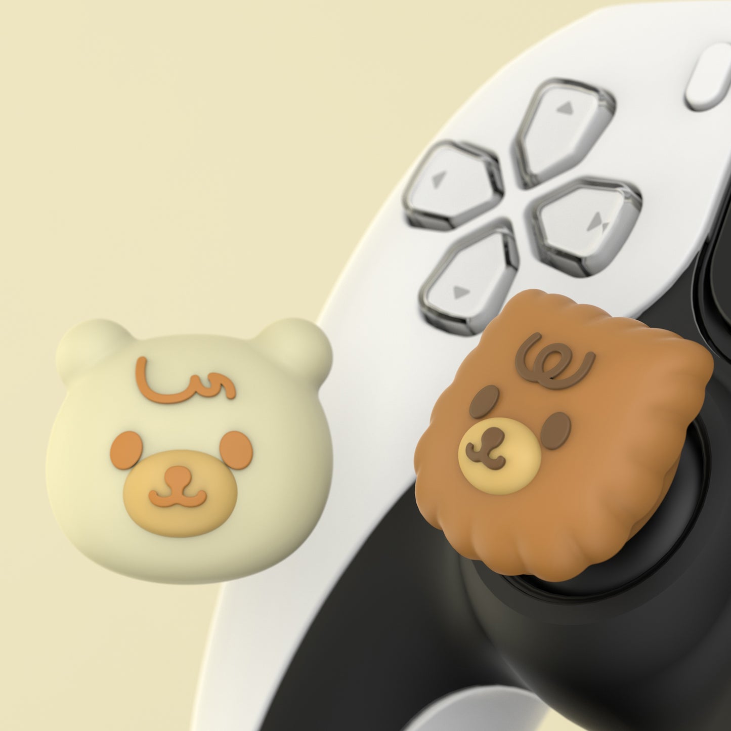 PlayVital Thumbs Cushion Caps Thumb Grips For PS5 & PS4 & Xbox Elite Series 2 & Xbox Series X/S & Xbox One & Switch Pro Controller - Cute Bear - PJM3044 PlayVital