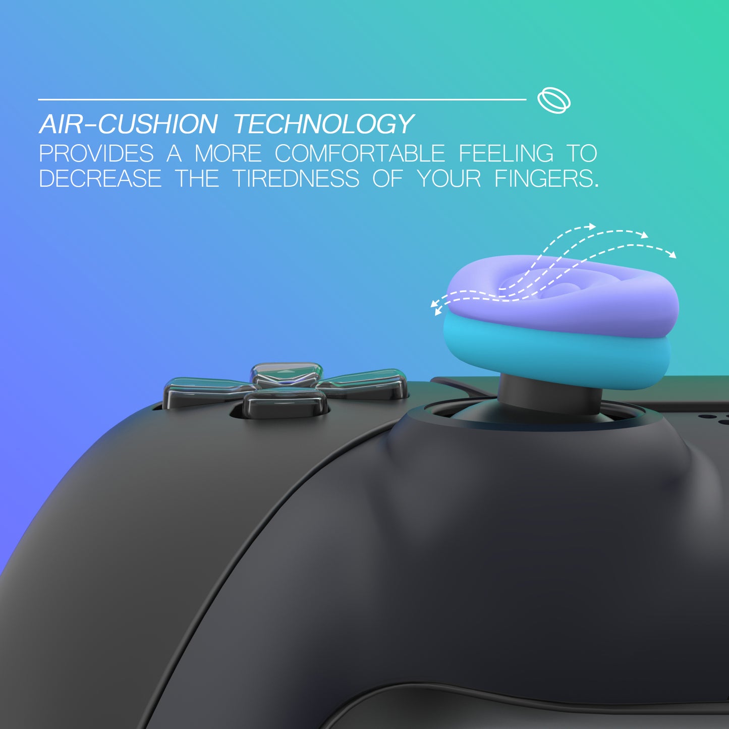 PlayVital Thumbs Cushion Caps Thumb Grips for ps5, for ps4, Thumbstick Grip Cover for Xbox Series X/S, Thumb Grip Caps for Xbox One, Elite Series 2, for Switch Pro Controller - Light Purple & Aqua Blue - PJM3042 PlayVital