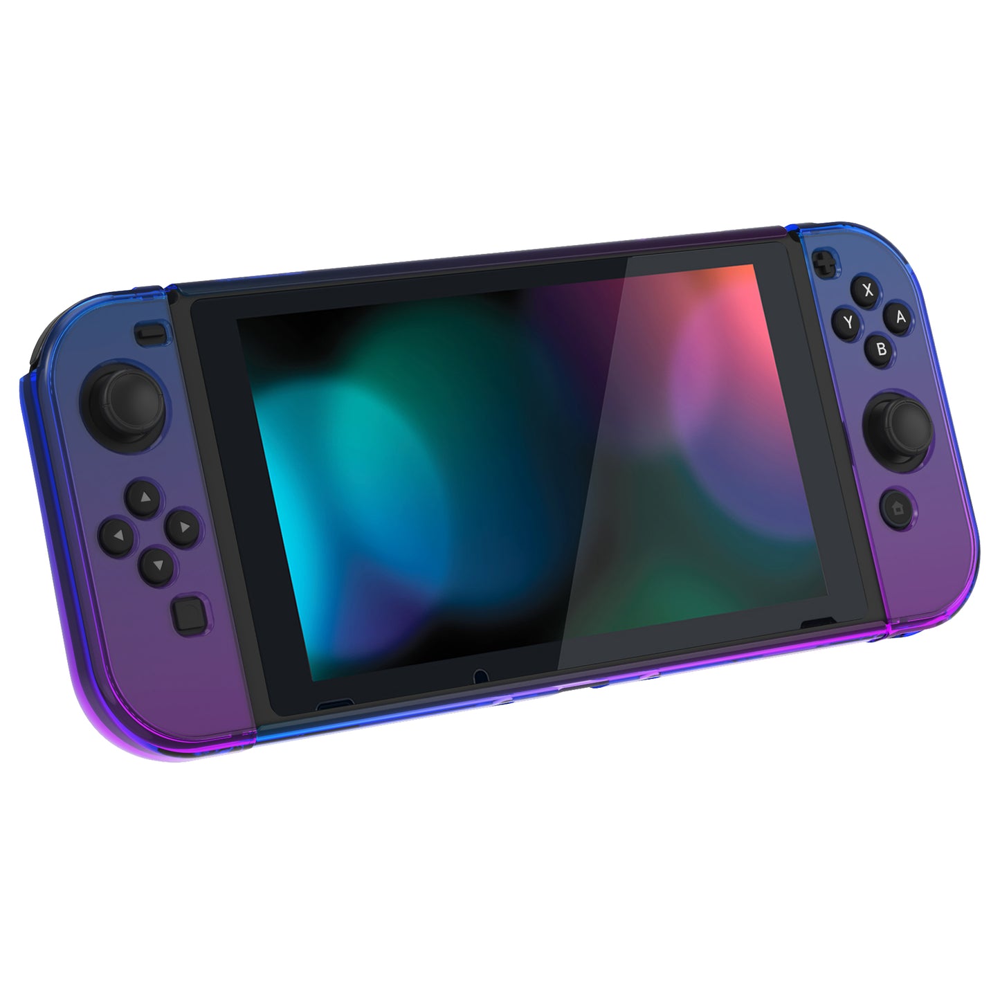 PlayVital UPGRADED Glossy Dockable Case Grip Cover for NS Switch, Ergonomic Protective Case for NS Switch, Separable Protector Hard Shell for Switch - Gradient Translucent Bluebell - ANSP3007 PlayVital