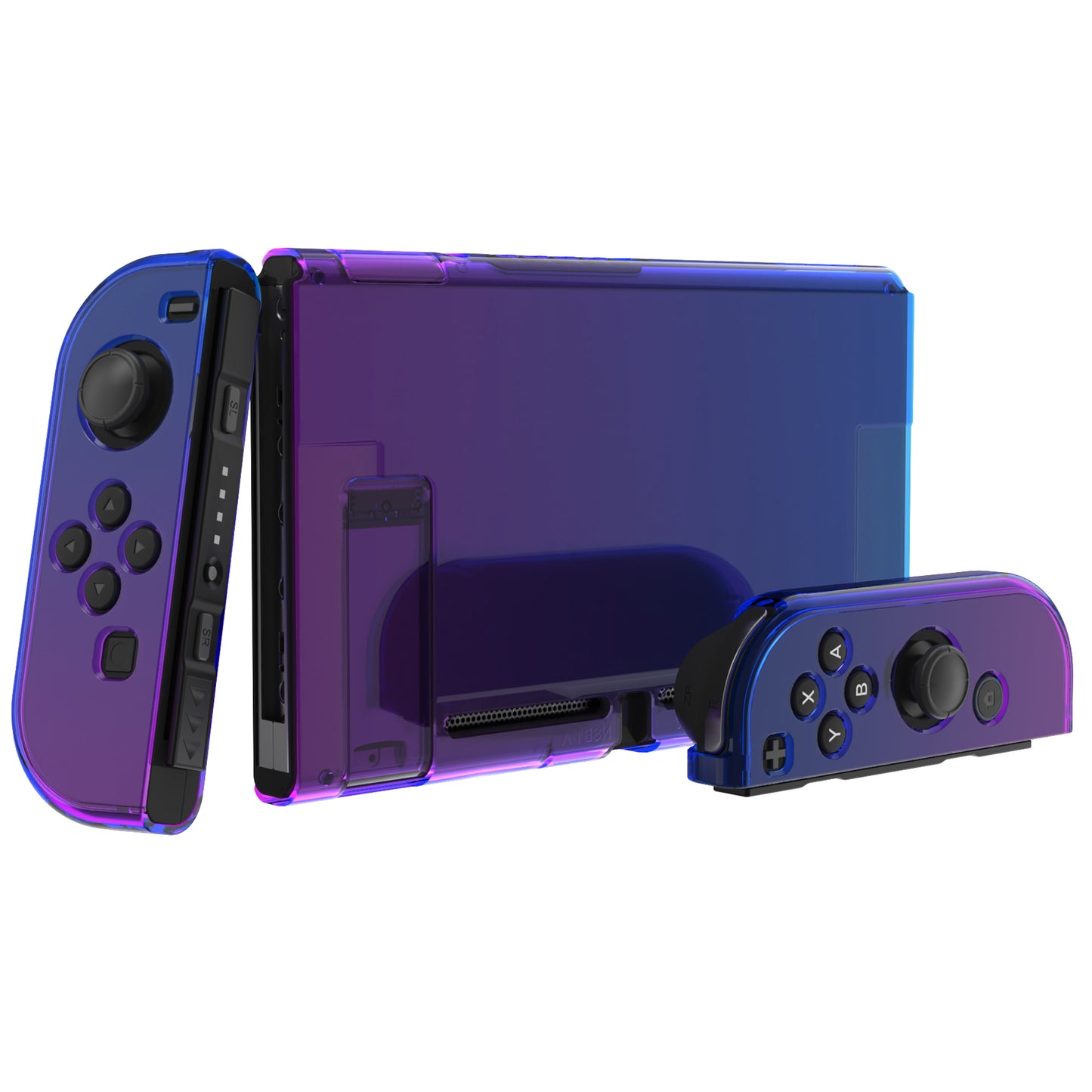 PlayVital UPGRADED Glossy Dockable Case Grip Cover for NS Switch, Ergonomic Protective Case for NS Switch, Separable Protector Hard Shell for Switch - Gradient Translucent Bluebell - ANSP3007 PlayVital