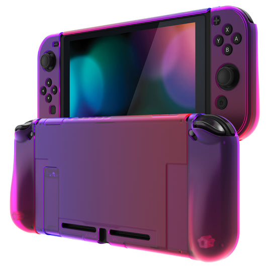 PlayVital UPGRADED Dockable Hard Shell Protective Case for NS Switch - Clear Atomic Purple Rose Red - ANSP3008 PlayVital