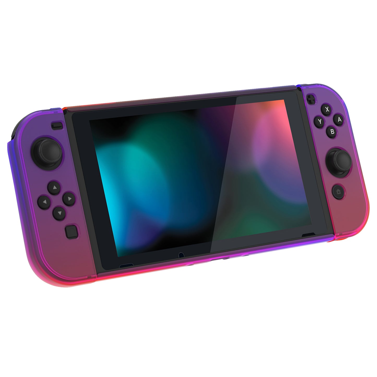 PlayVital UPGRADED Dockable Hard Shell Protective Case for NS Switch - Clear Atomic Purple Rose Red - ANSP3008 PlayVital