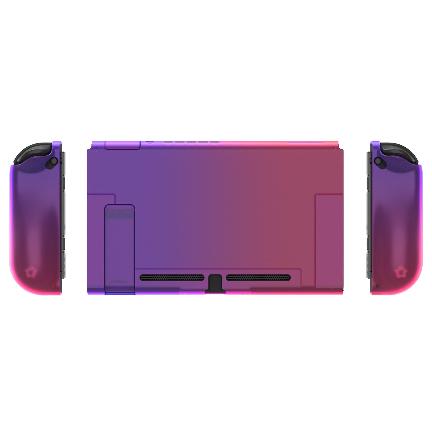 PlayVital UPGRADED Dockable Hard Shell Protective Case for NS Switch - Clear Atomic Purple Rose Red - ANSP3008 PlayVital