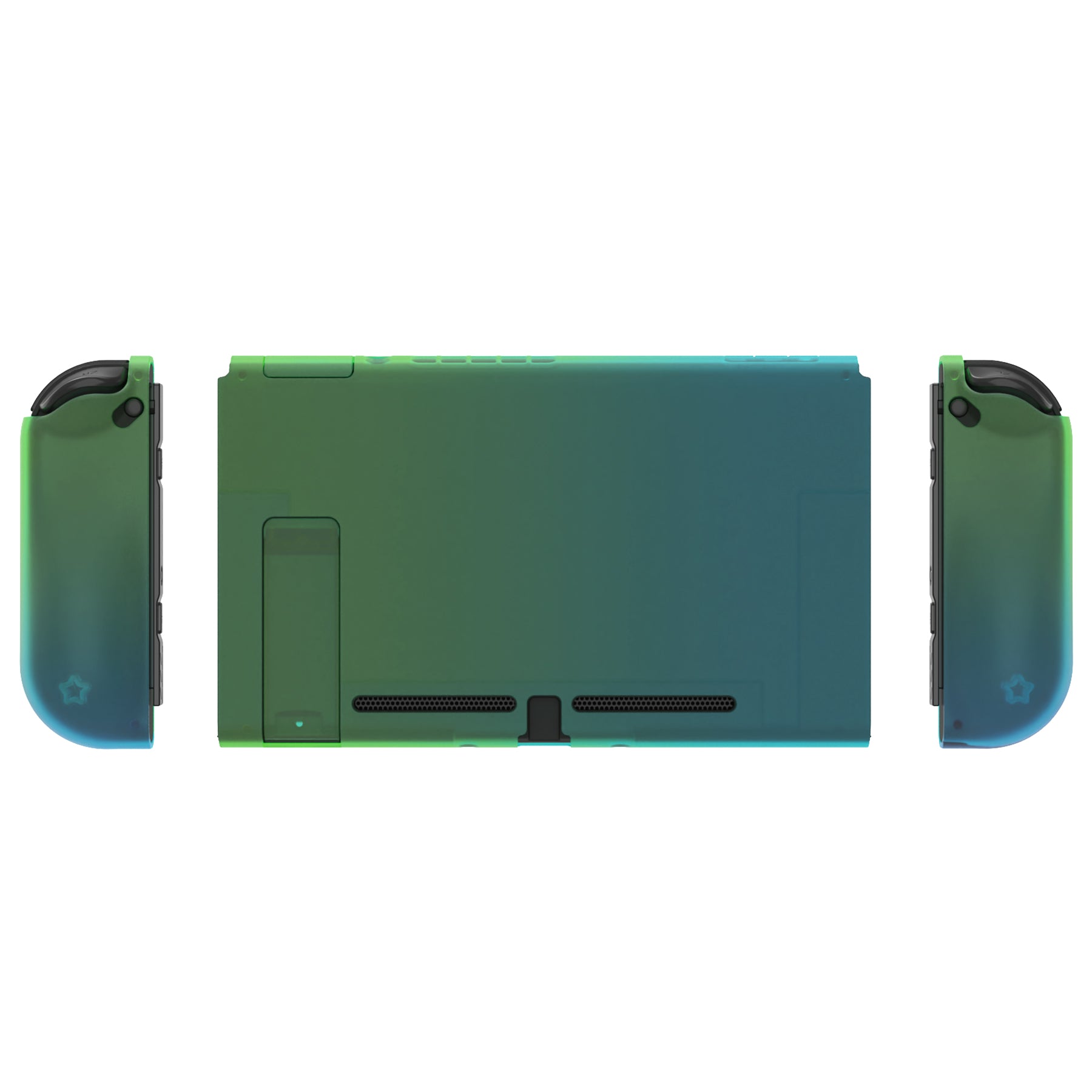 PlayVital UPGRADED Dockable Hard Shell Protective Case for Nintendo Switch - Glossy Gradient Translucent Green Blue PlayVital