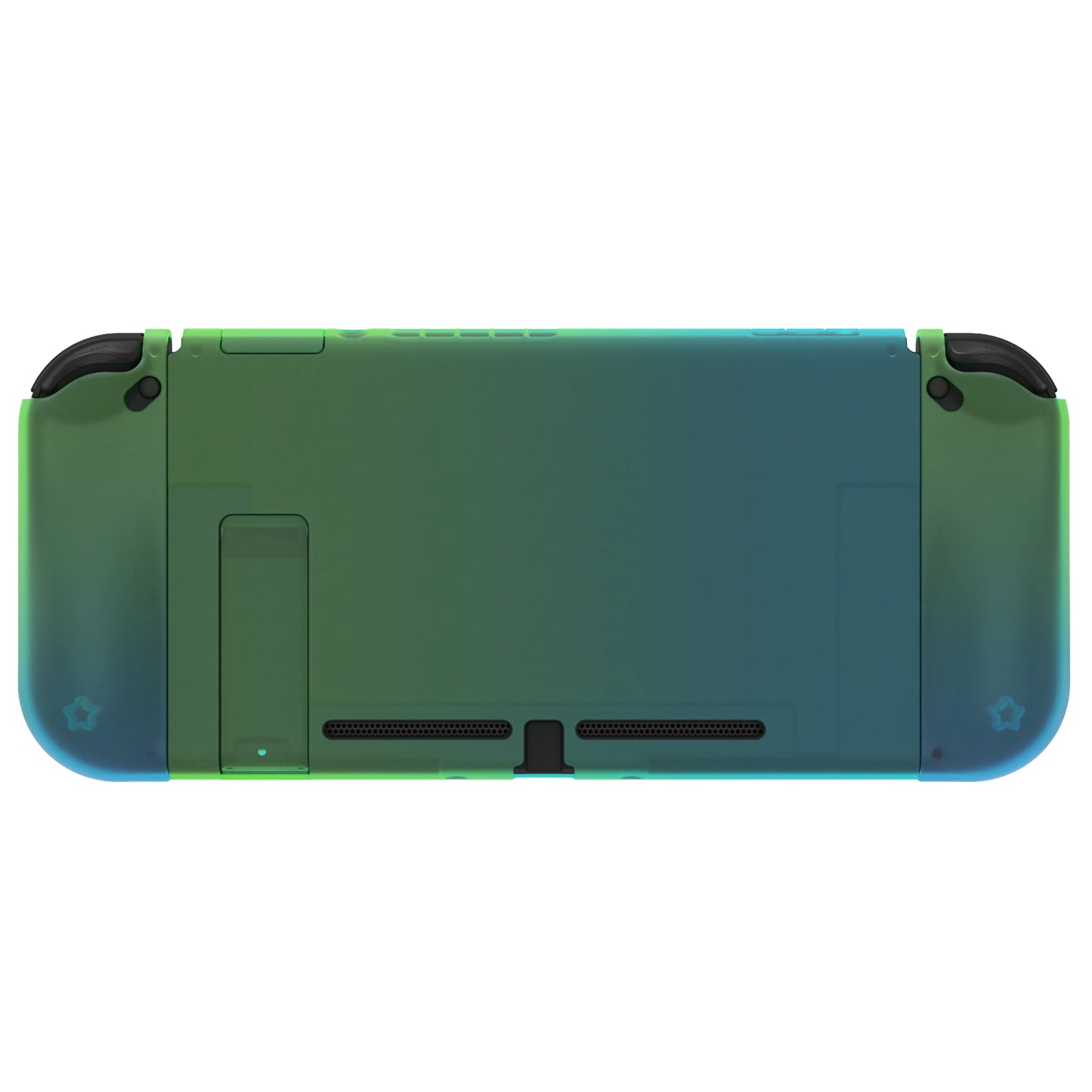 PlayVital UPGRADED Dockable Hard Shell Protective Case for Nintendo Switch - Glossy Gradient Translucent Green Blue PlayVital