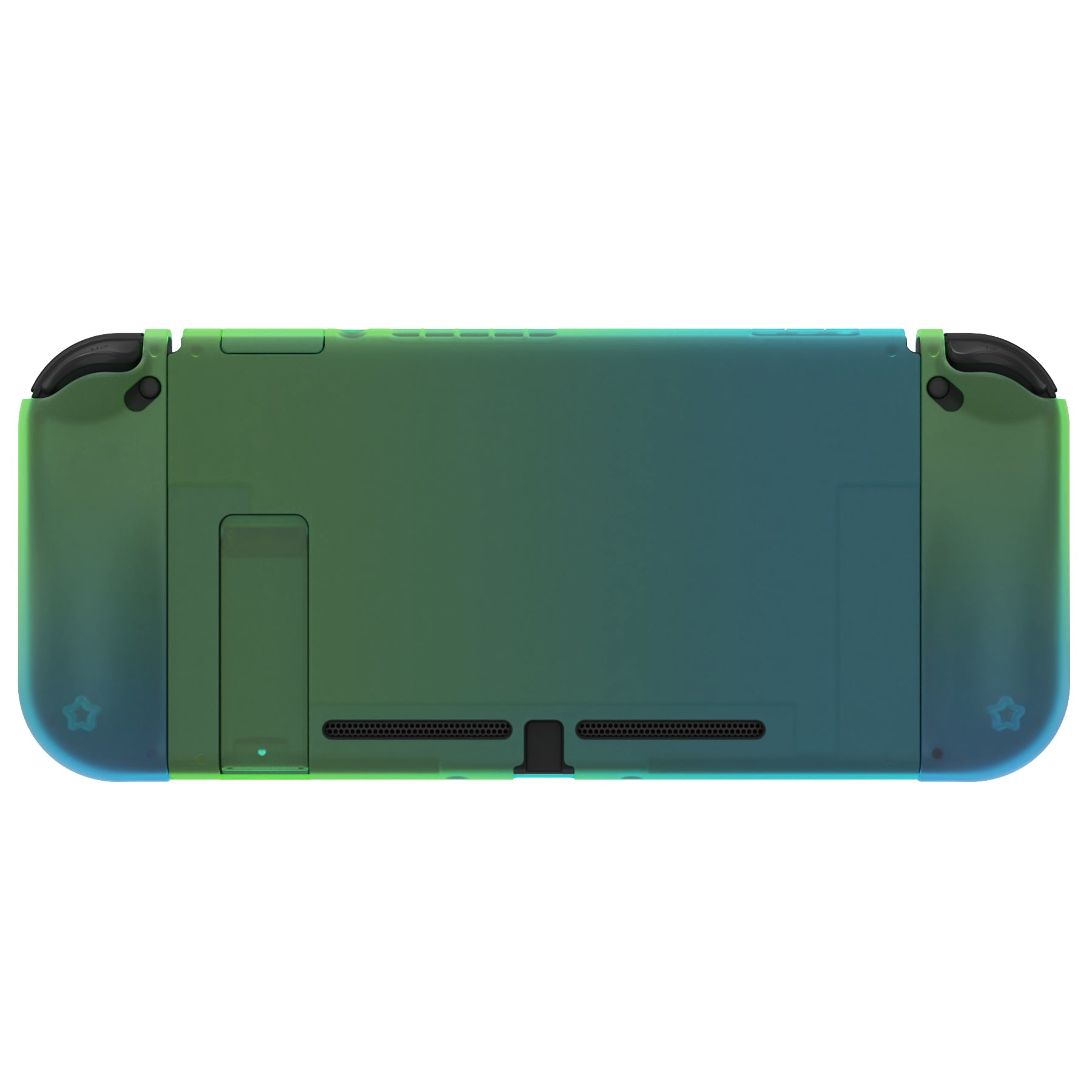 PlayVital UPGRADED Dockable Hard Shell Protective Case for Nintendo Switch - Glossy Gradient Translucent Green Blue PlayVital