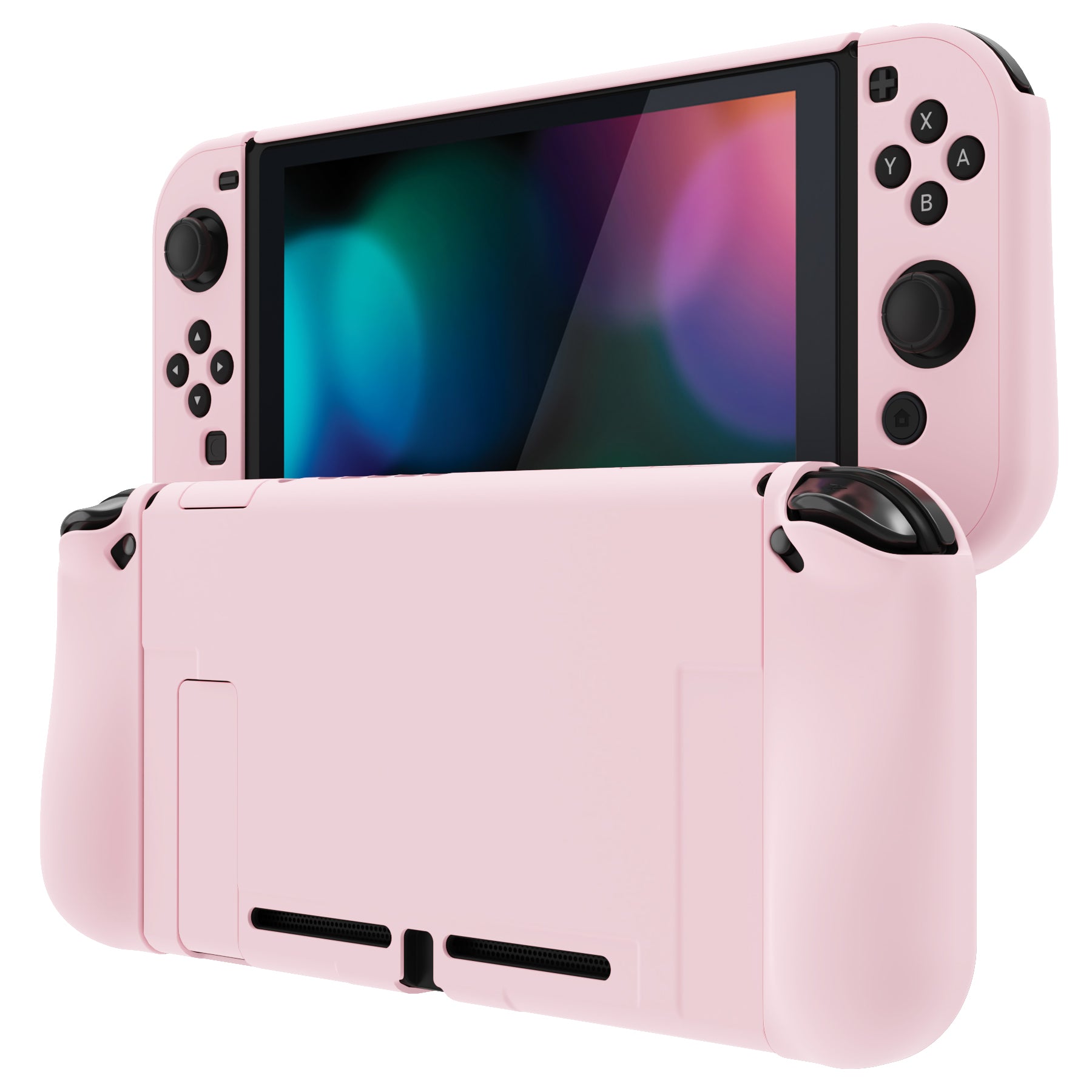 PlayVital UPGRADED Dockable Hard Shell Protective Case for NS Switch - Cherry Blossoms Pink - ANSP3010 PlayVital