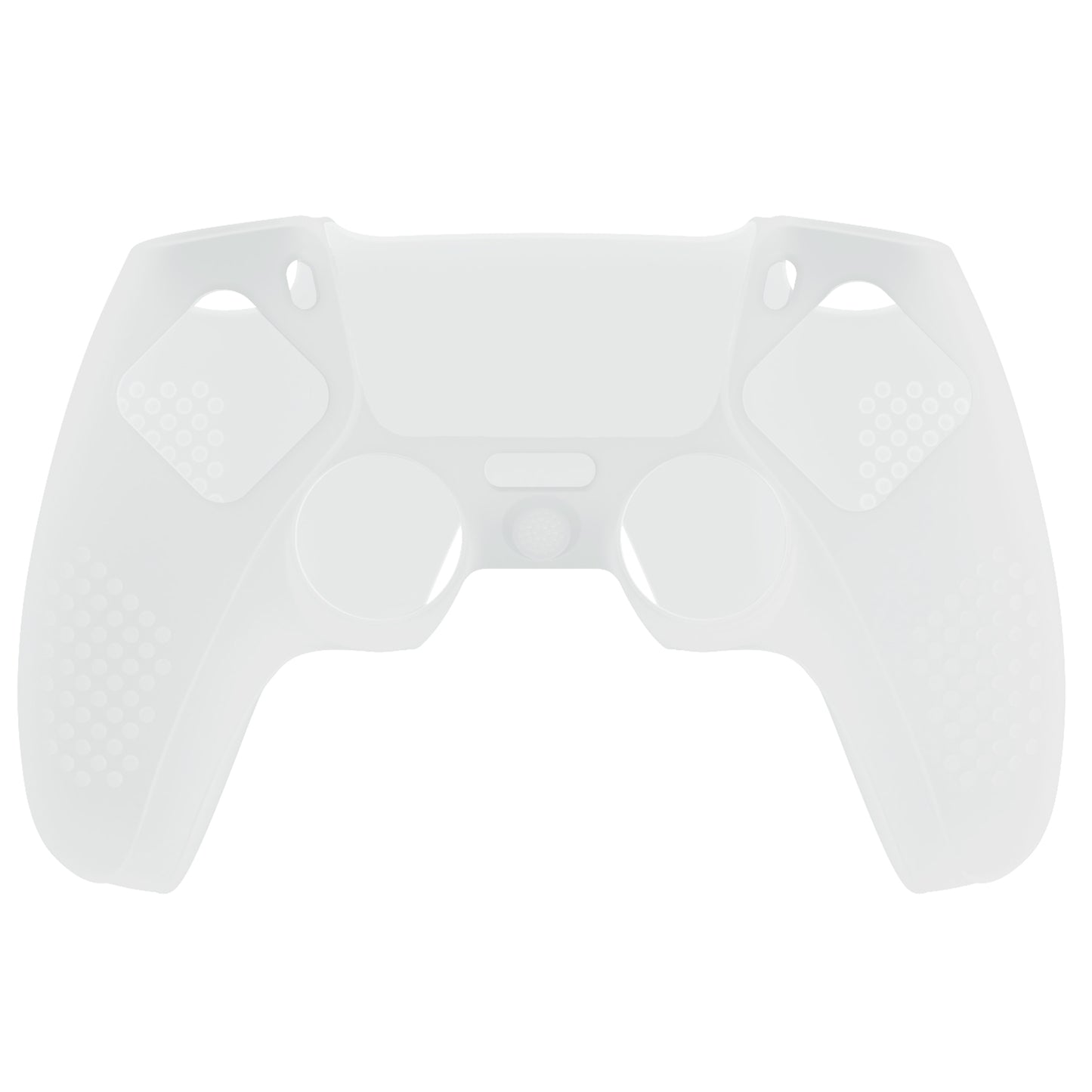 PlayVital Upgraded 3D Studded Edition Anti-Slip Silicone Cover Skin with 6 Thumb Grips & 2 Stickers for PS5 Controller, Compatible with Charging Dock - Clear White PlayVital