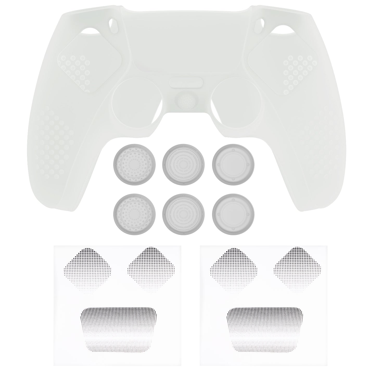 PlayVital Upgraded 3D Studded Edition Anti-Slip Silicone Cover Skin with 6 Thumb Grips & 2 Stickers for PS5 Controller, Compatible with Charging Dock - Glow in Dark - Green PlayVital