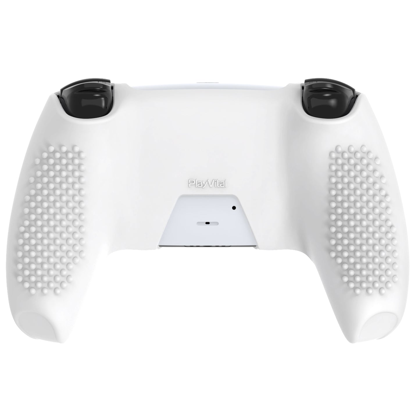 PlayVital Upgraded 3D Studded Edition Anti-Slip Silicone Cover Skin with 6 Thumb Grips & 2 Stickers for PS5 Controller, Compatible with Charging Dock - White PlayVital