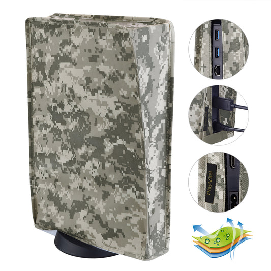 PlayVital Vertical Digital Camouflage Anti Scratch Waterproof Dust Cover for ps5 Console Digital Edition & Disc Edition - PFPJ032 PlayVital