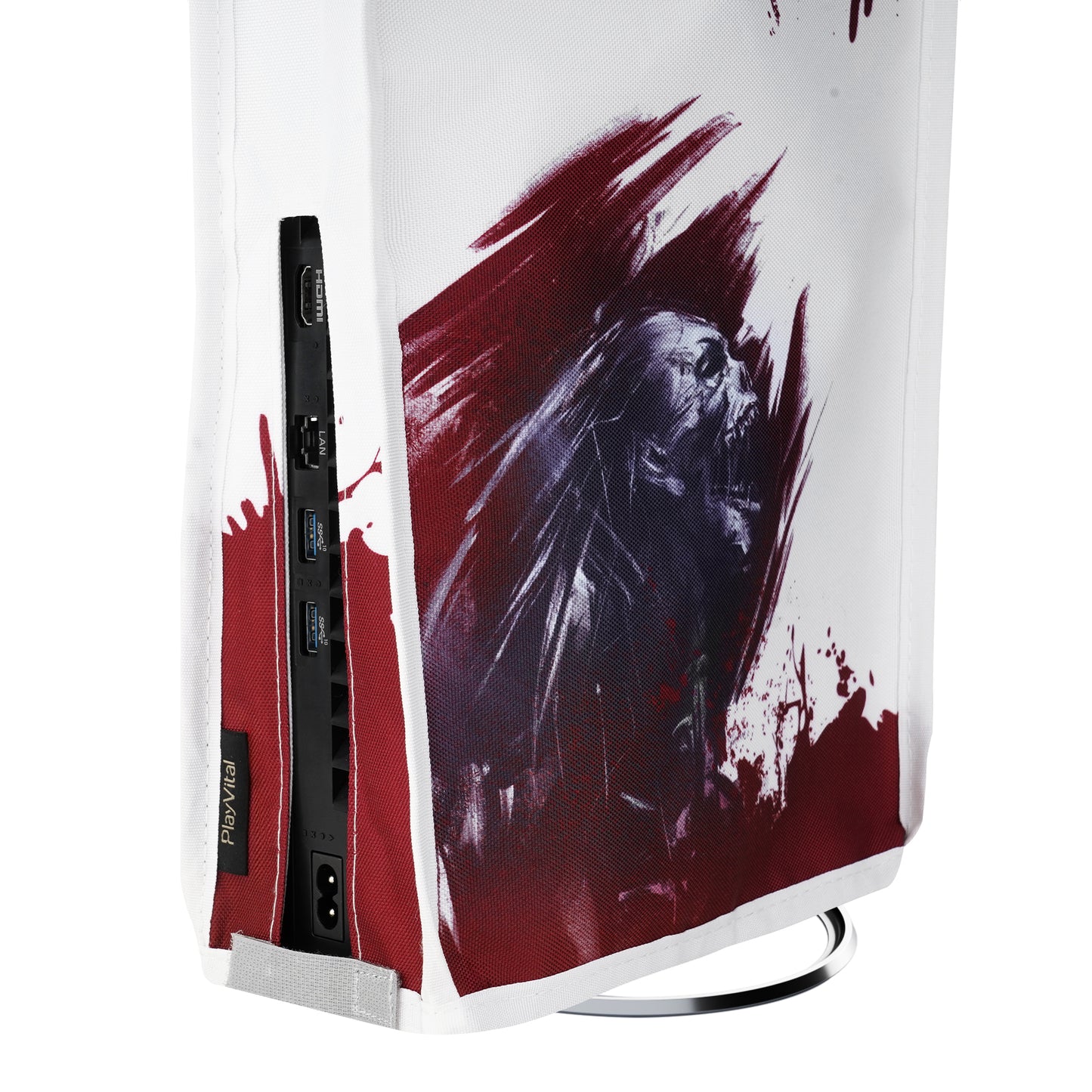 PlayVital Vertical Dust Cover for ps5 Slim Disc Edition(The New Smaller Design), Nylon Dust Proof Protector Waterproof Cover Sleeve for ps5 Slim Console - Blood Zombie - BMYPFH008 PlayVital