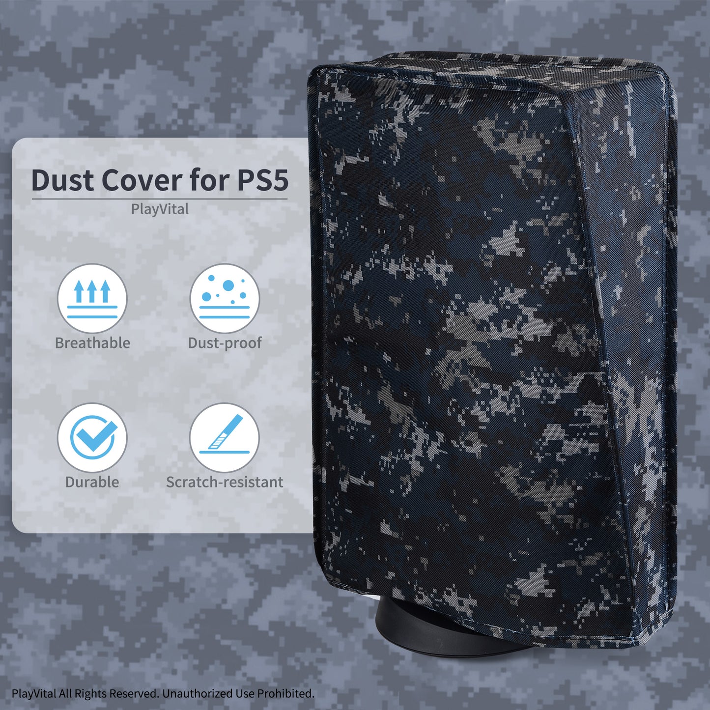 PlayVital Vertical Urban Digital Camouflage Anti Scratch Waterproof Dust Cover for ps5 Console Digital Edition & Disc Edition - PFPJ060 PlayVital
