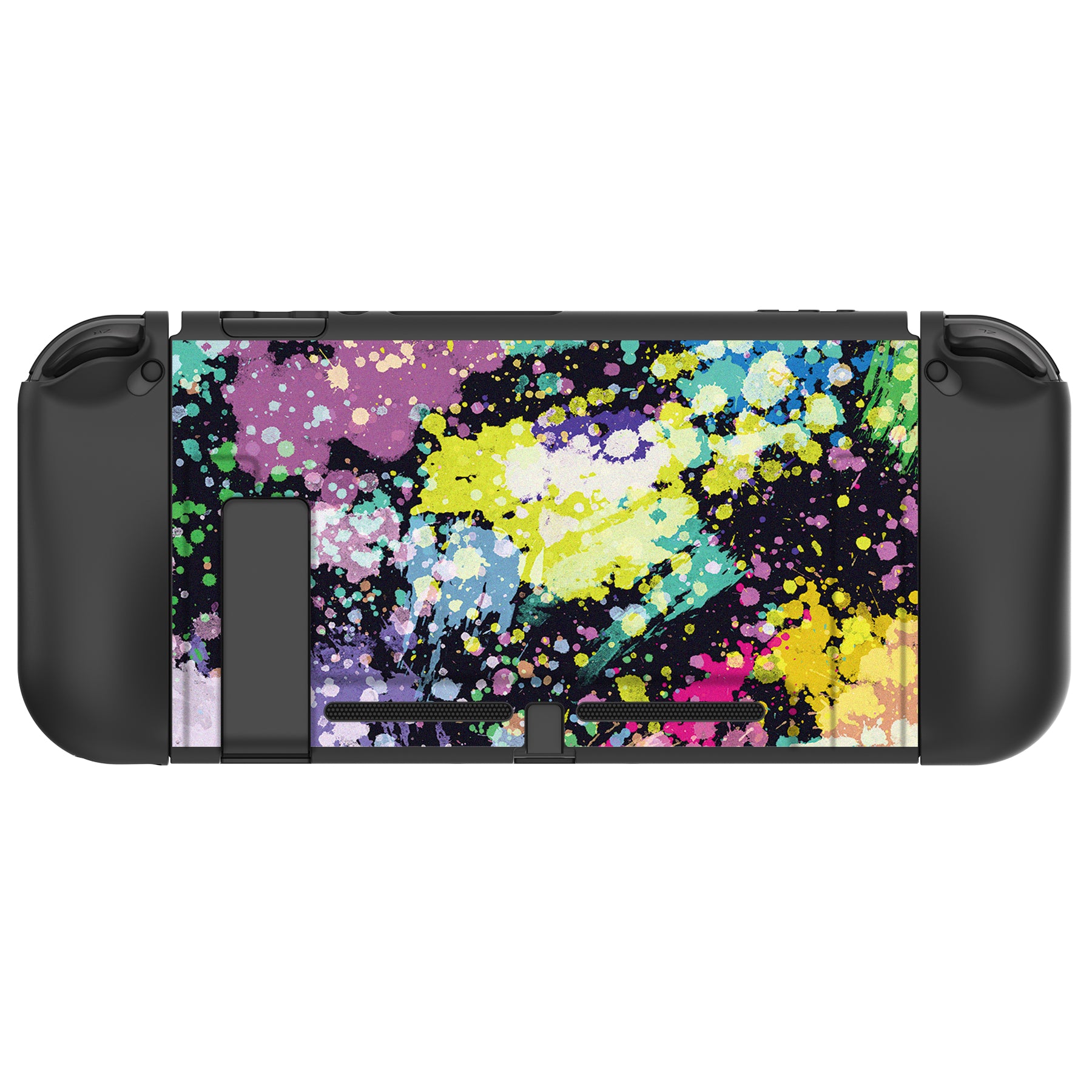 PlayVital Watercolour Splash Protective Case for NS, Soft TPU Slim Case Cover for NS Joycon Console with Colorful ABXY Direction Button Caps - NTU6016G2 PlayVital