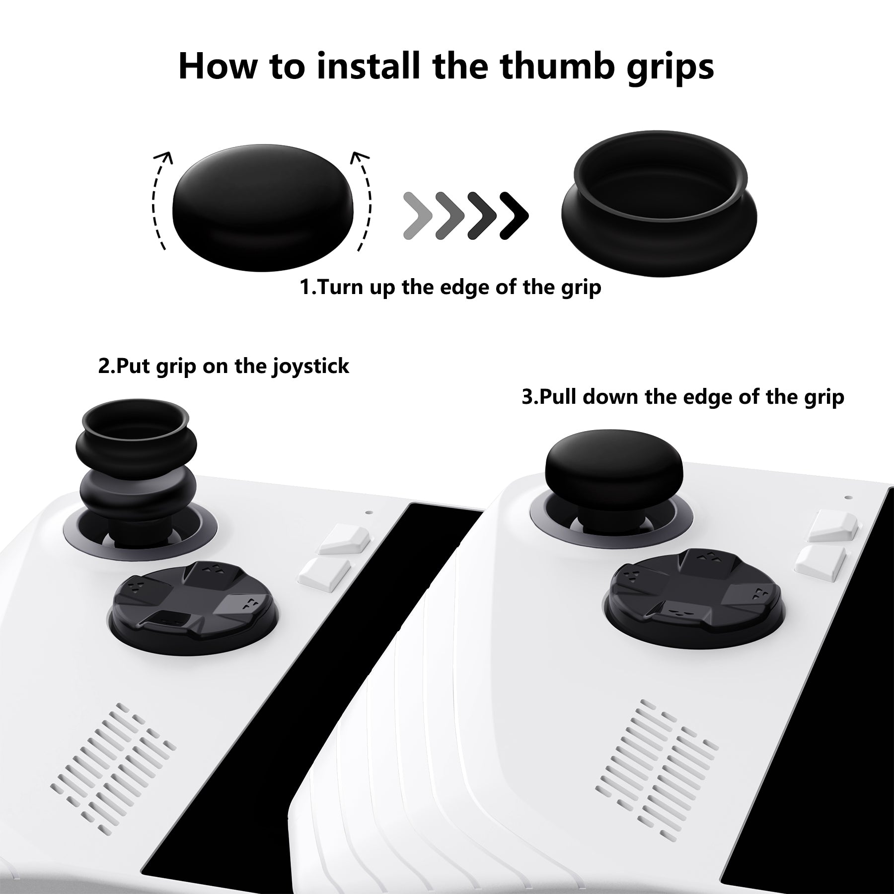 PlayVital White Thumbsticks Grips Caps for ROG Ally, Silicone Thumb Grips Joystick Caps for ROG Ally - Diamond Grain & Crack Bomb Design - TAURGM006 PlayVital