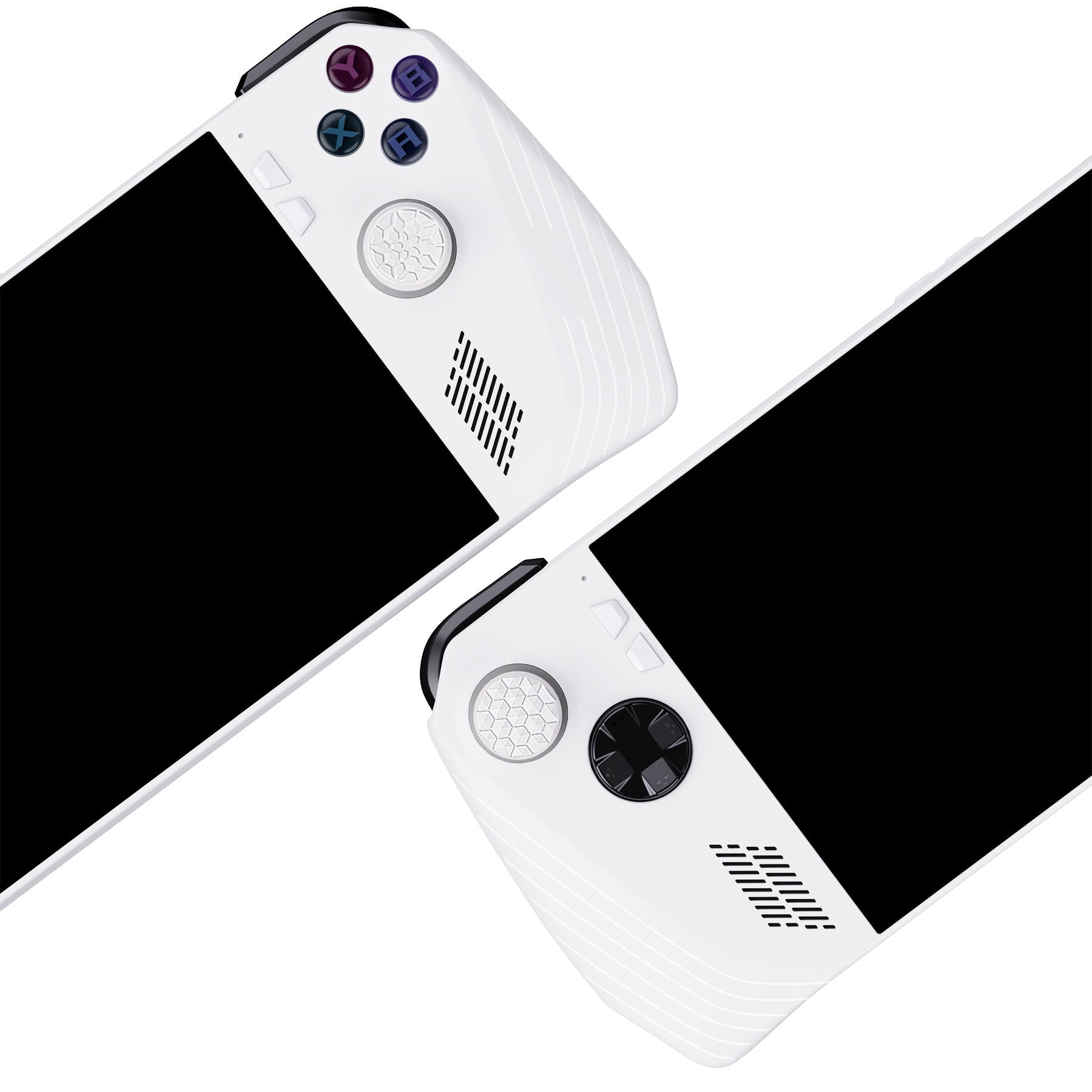 PlayVital White Thumbsticks Grips Caps for ROG Ally, Silicone Thumb Grips Joystick Caps for ROG Ally - Diamond Grain & Crack Bomb Design - TAURGM006 PlayVital