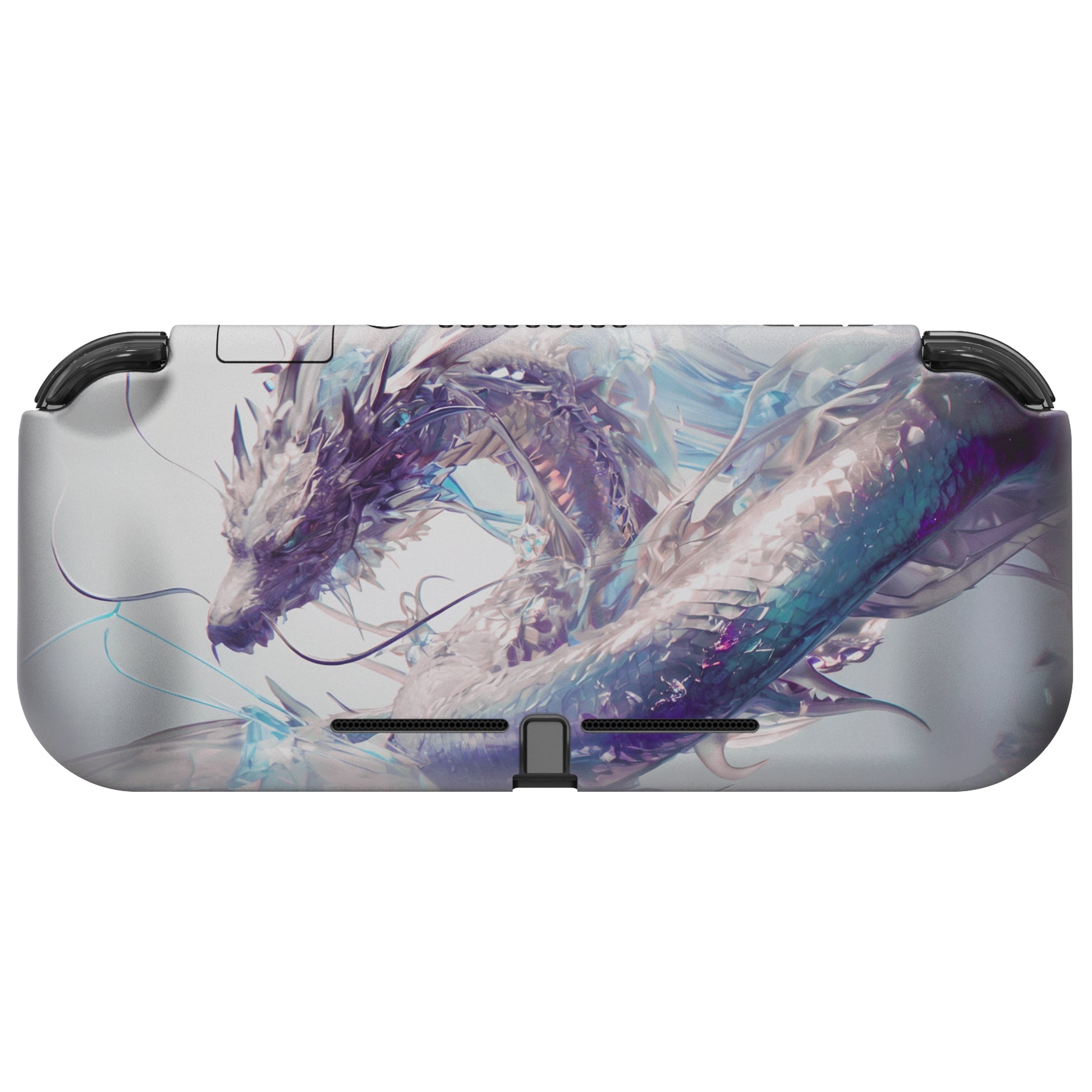 PlayVital ZealProtect Hard Shell Protective Case with Screen Protector & Thumb Grip Caps & Button Caps for NS Switch Lite - Crystal Dragon - PSLYR013 playvital